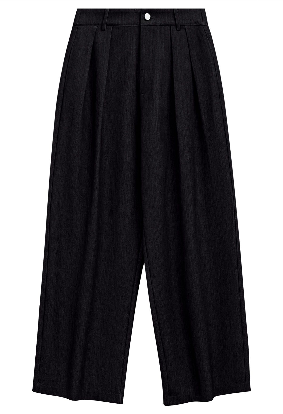 Pantalones anchos de cintura alta con lazo en negro - Retro, Indie and  Unique Fashion