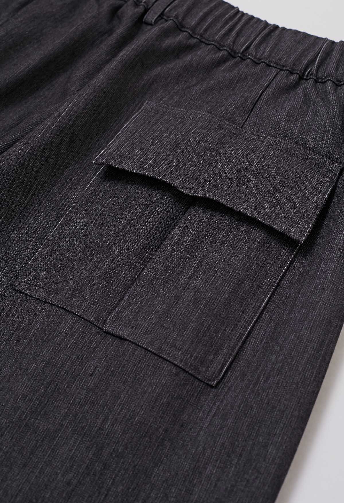 Pantalones anchos plisados cómodos a medida en gris