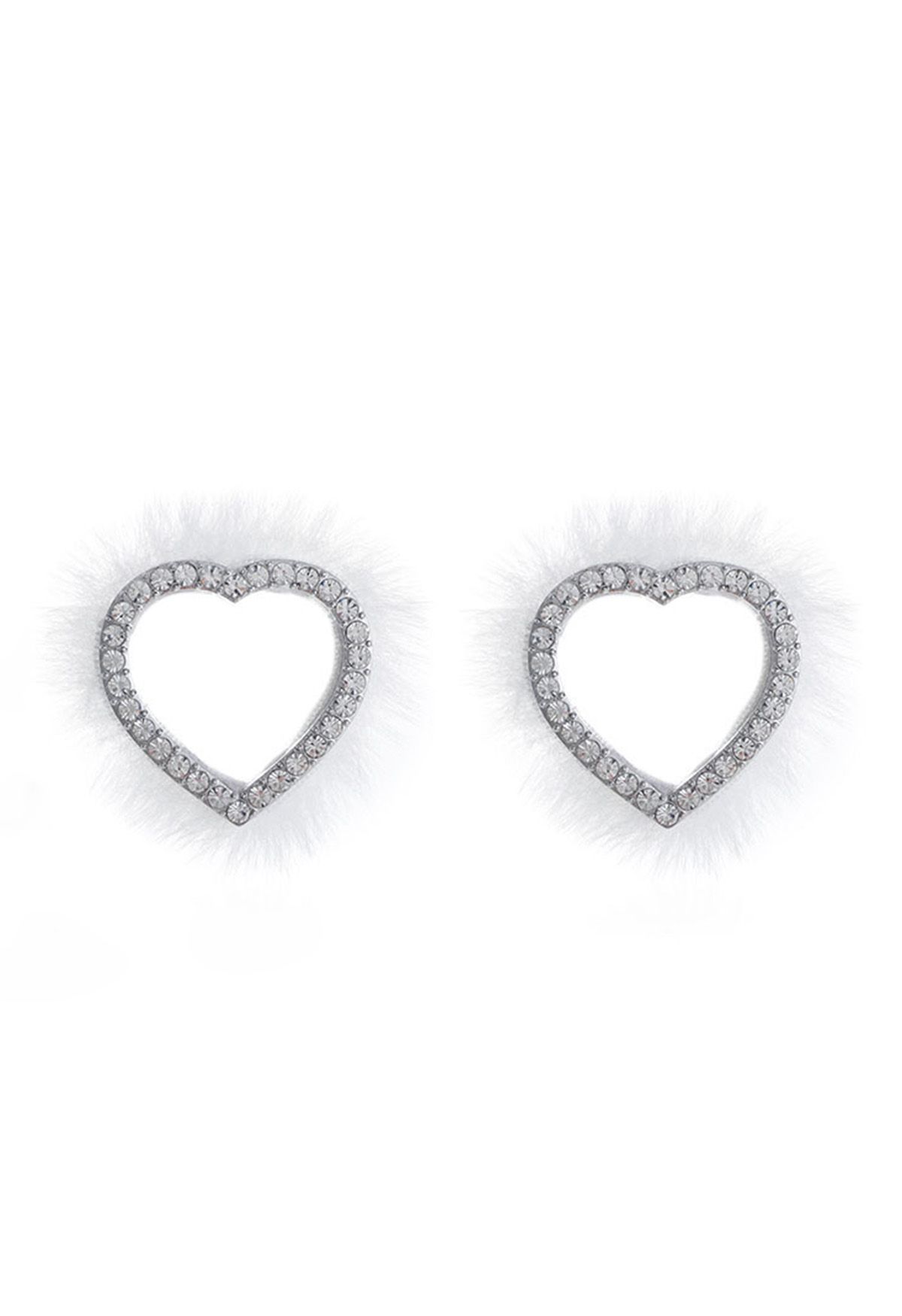 Pendientes de diamantes de imitación con forma de corazón y plumas