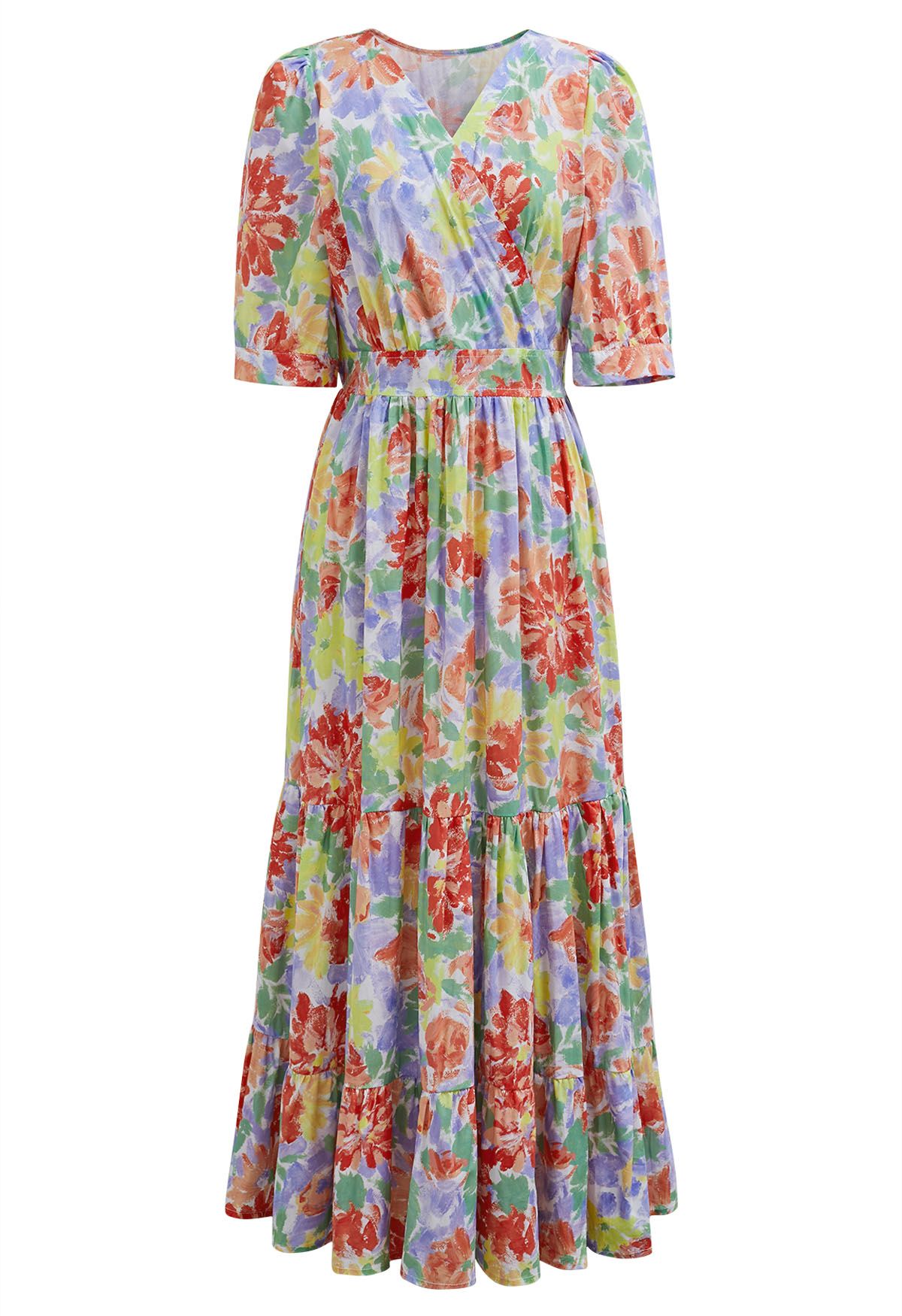 Vestido cruzado con volantes y estampado floral Summer Shine