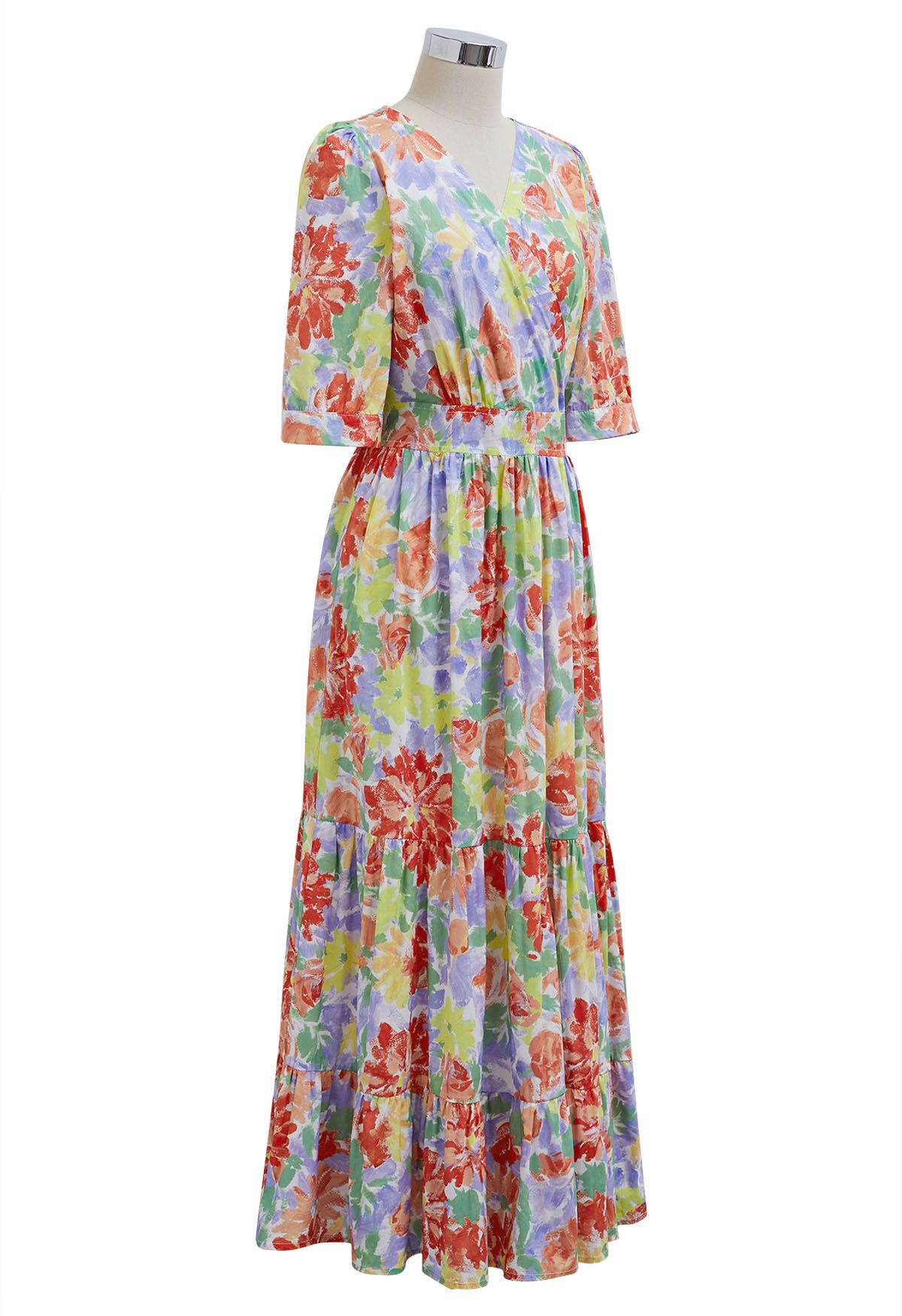 Vestido cruzado con volantes y estampado floral Summer Shine