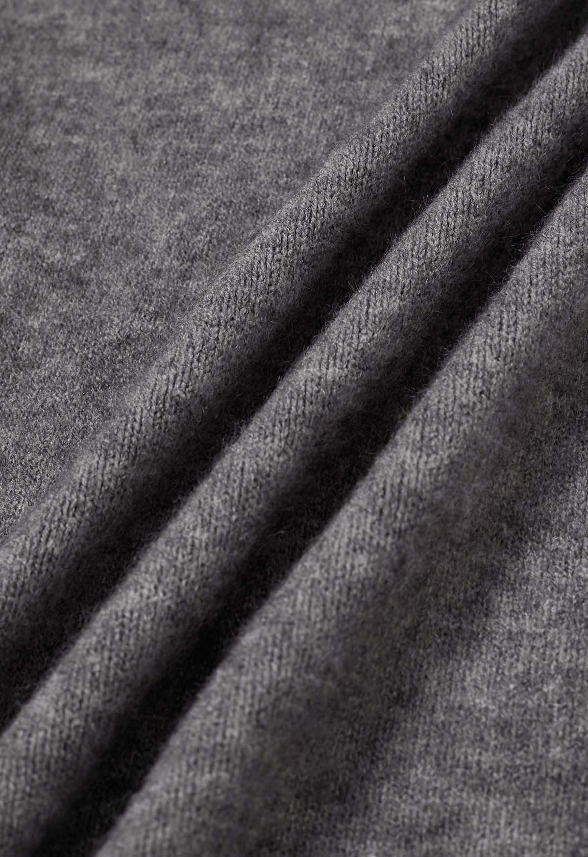 Conjunto de cárdigan y top sin mangas con cuello en V de encaje en gris