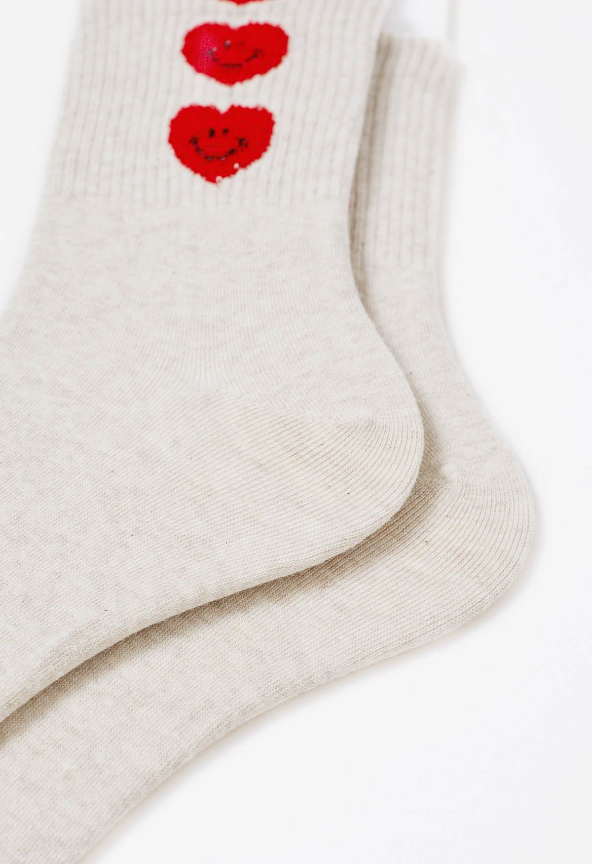 Calcetines de algodón con corazón y cara sonriente