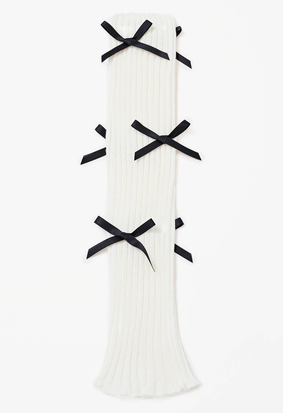 Calentadores de pierna de punto con decoración Bowknot en blanco
