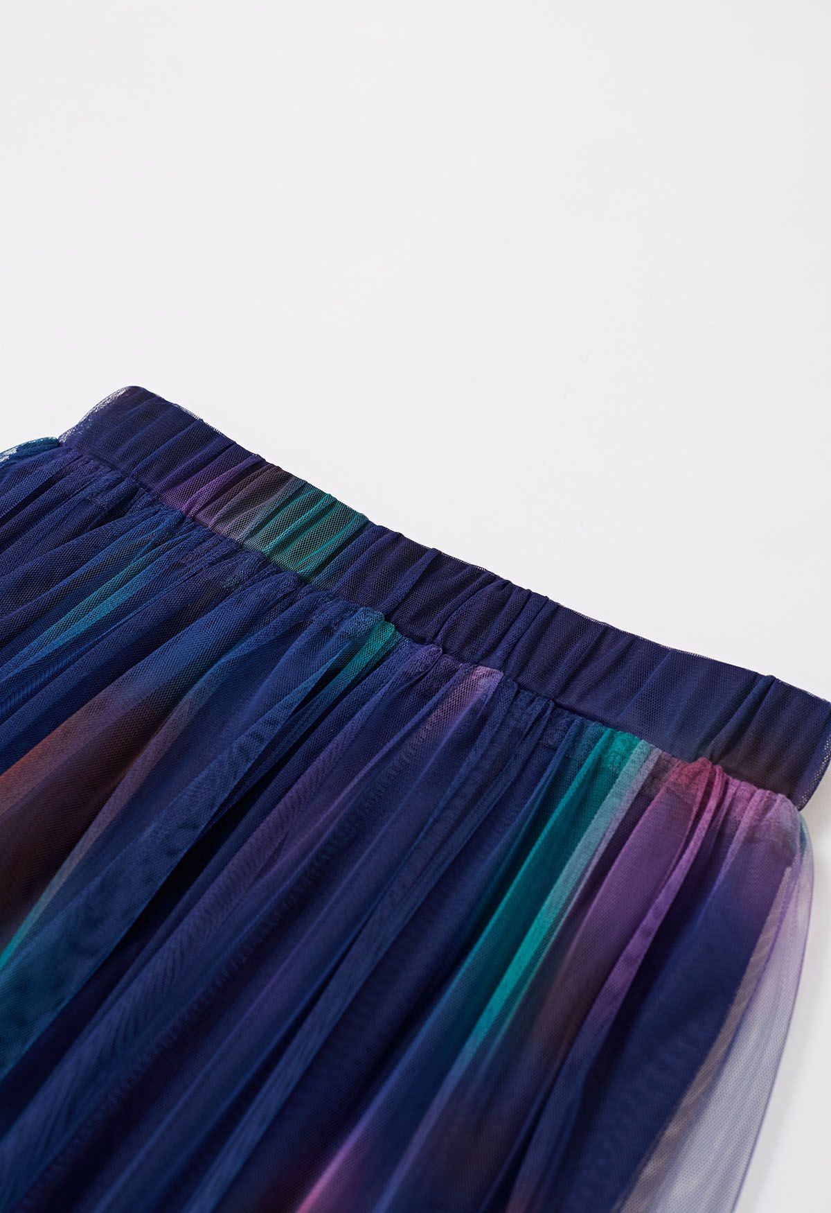 Falda de tul de malla de doble capa Tie Dye en índigo