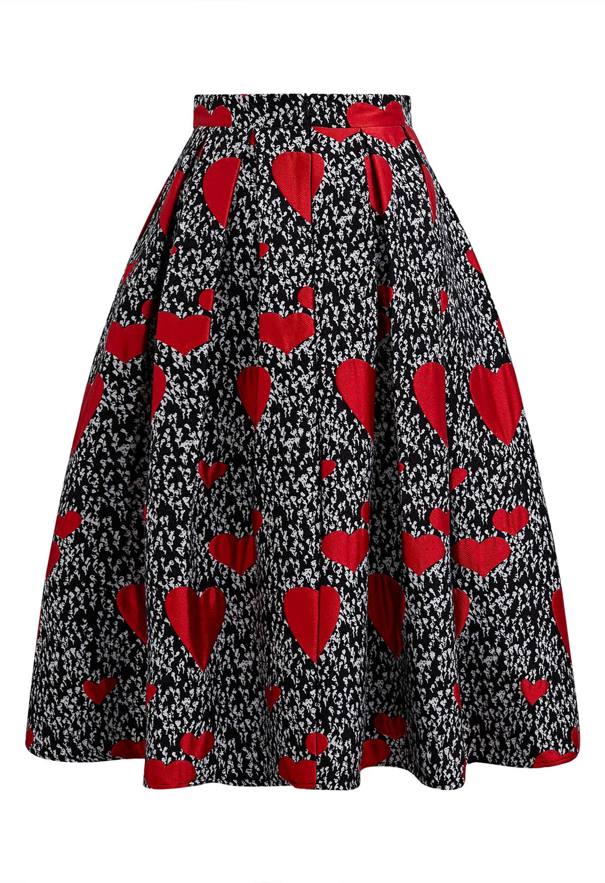 Falda midi plisada con corazón rojo de Love Story