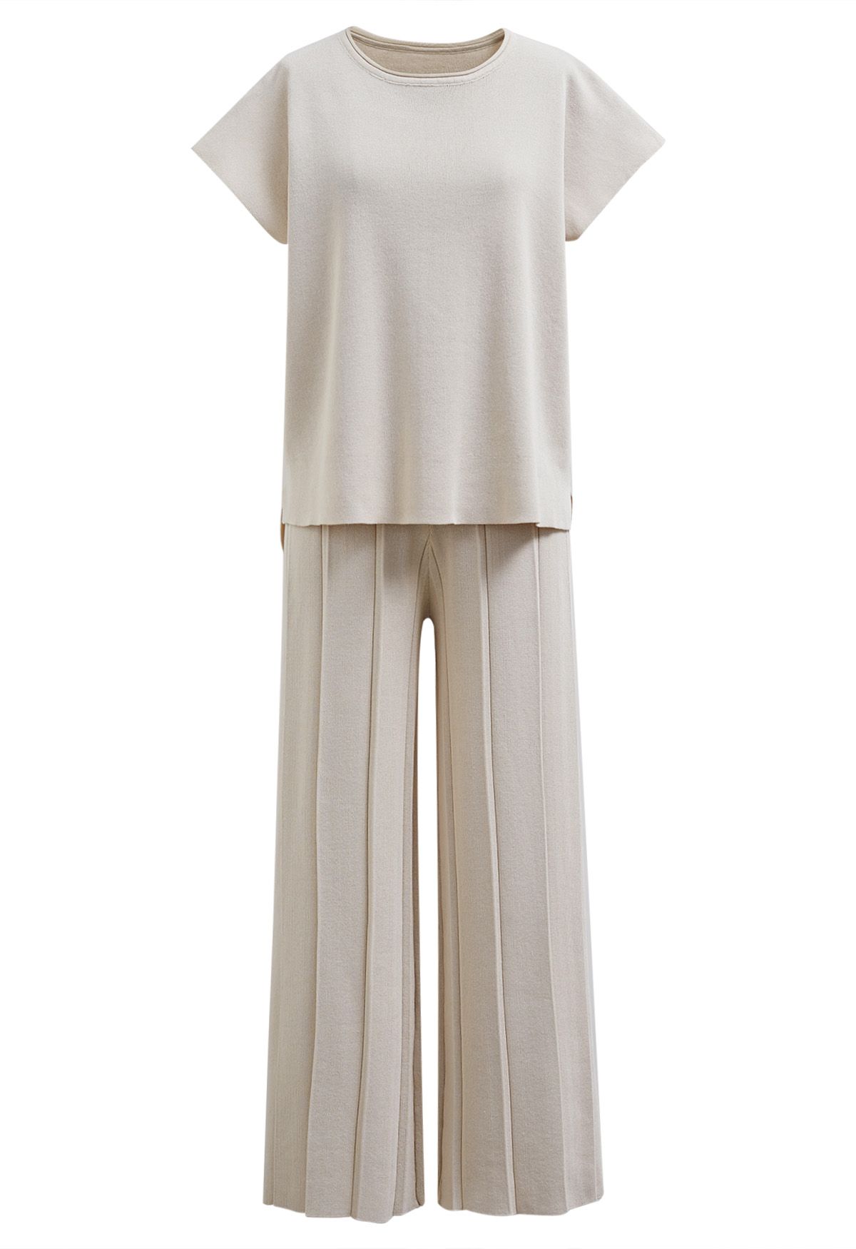 Conjunto de top sin mangas y pantalones rectos Daily Comfort en color avena