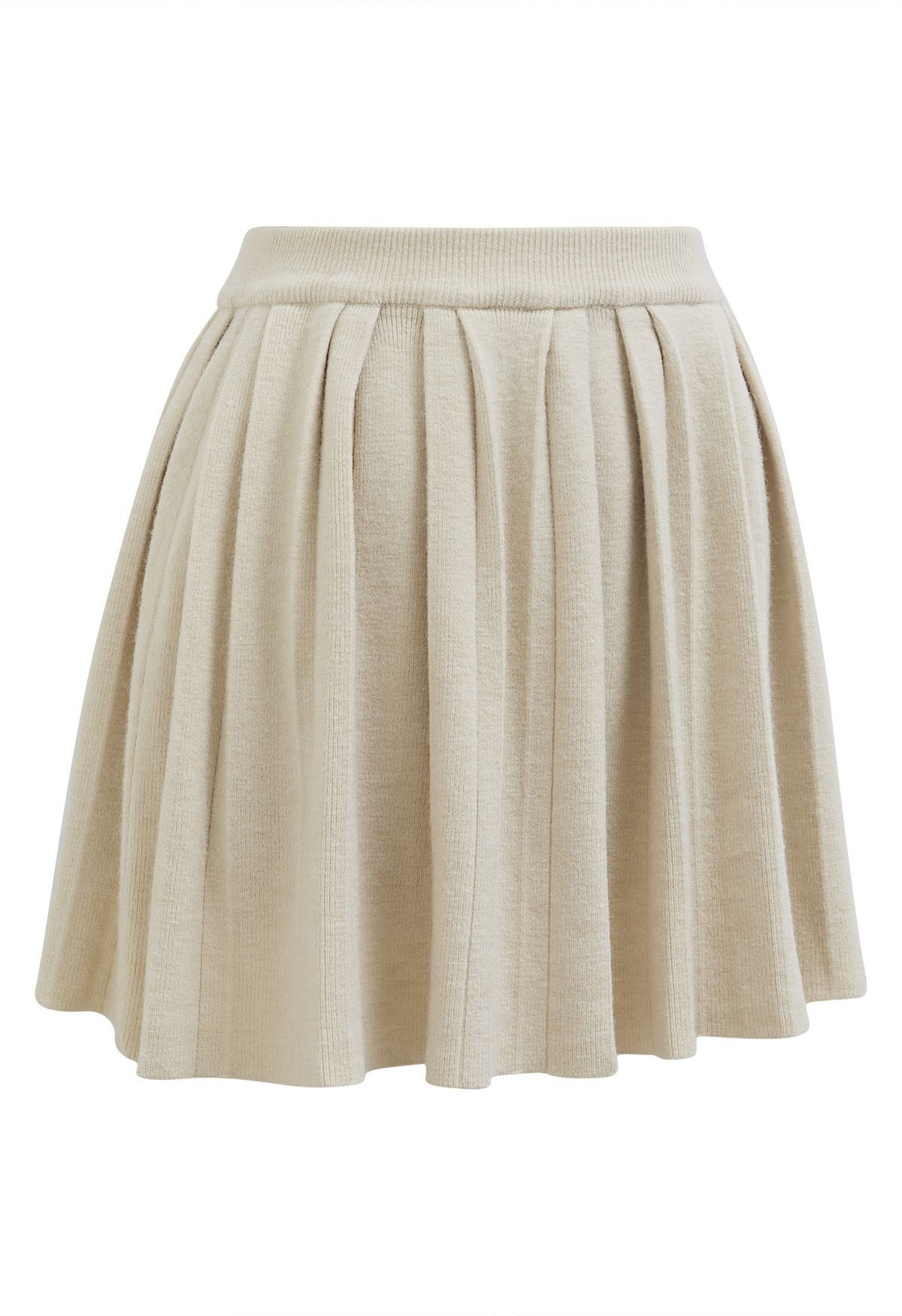 Minifalda plisada con cintura elástica en color crema