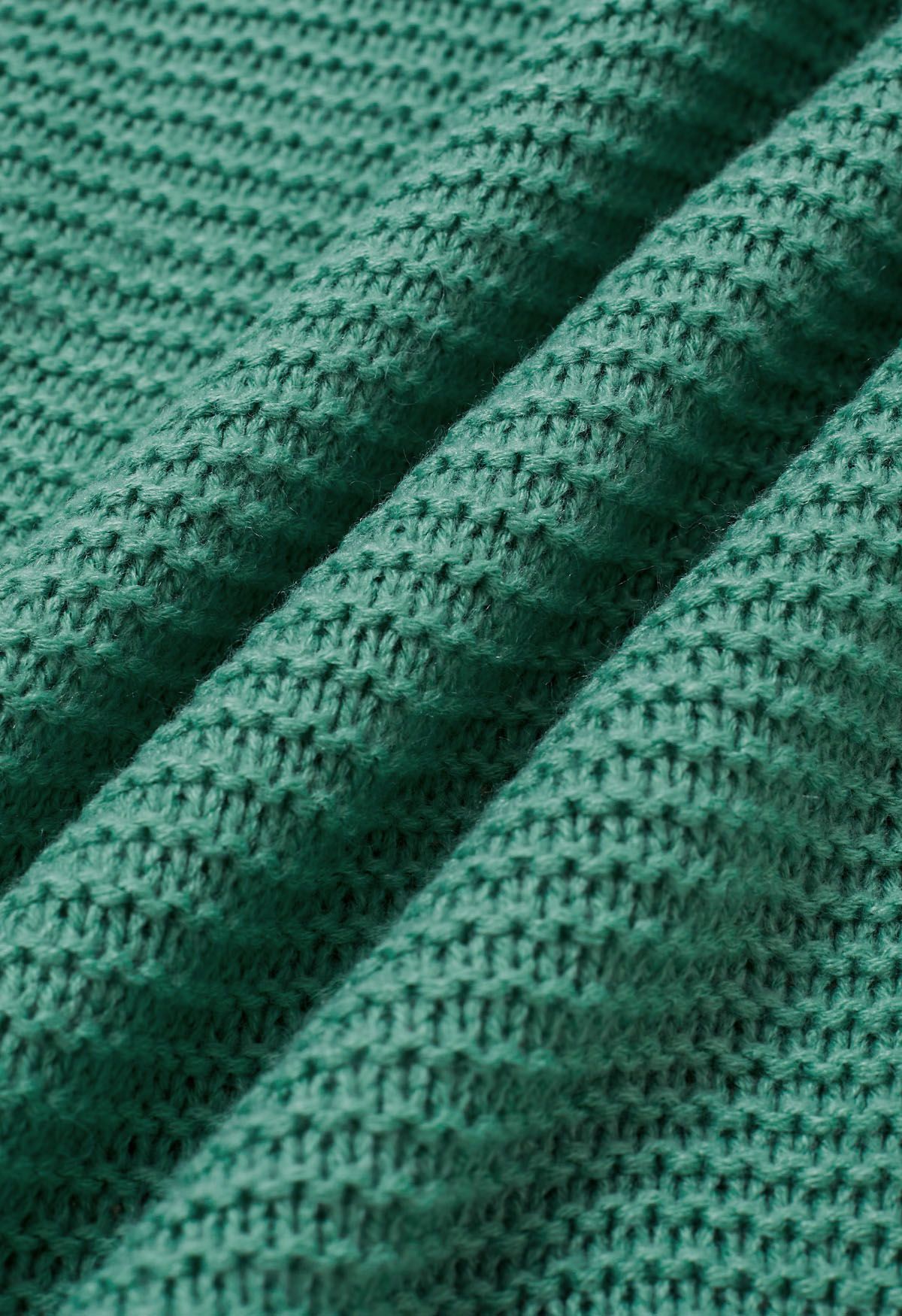 Cárdigan largo con frente abierto y manga Pointelle en color verde azulado