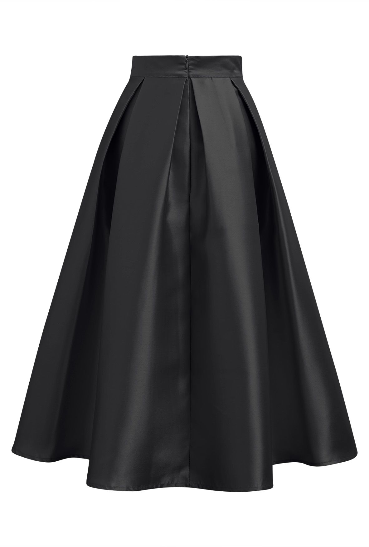 Luxurious Night Bowknot Pleated Midi Skirt in Black