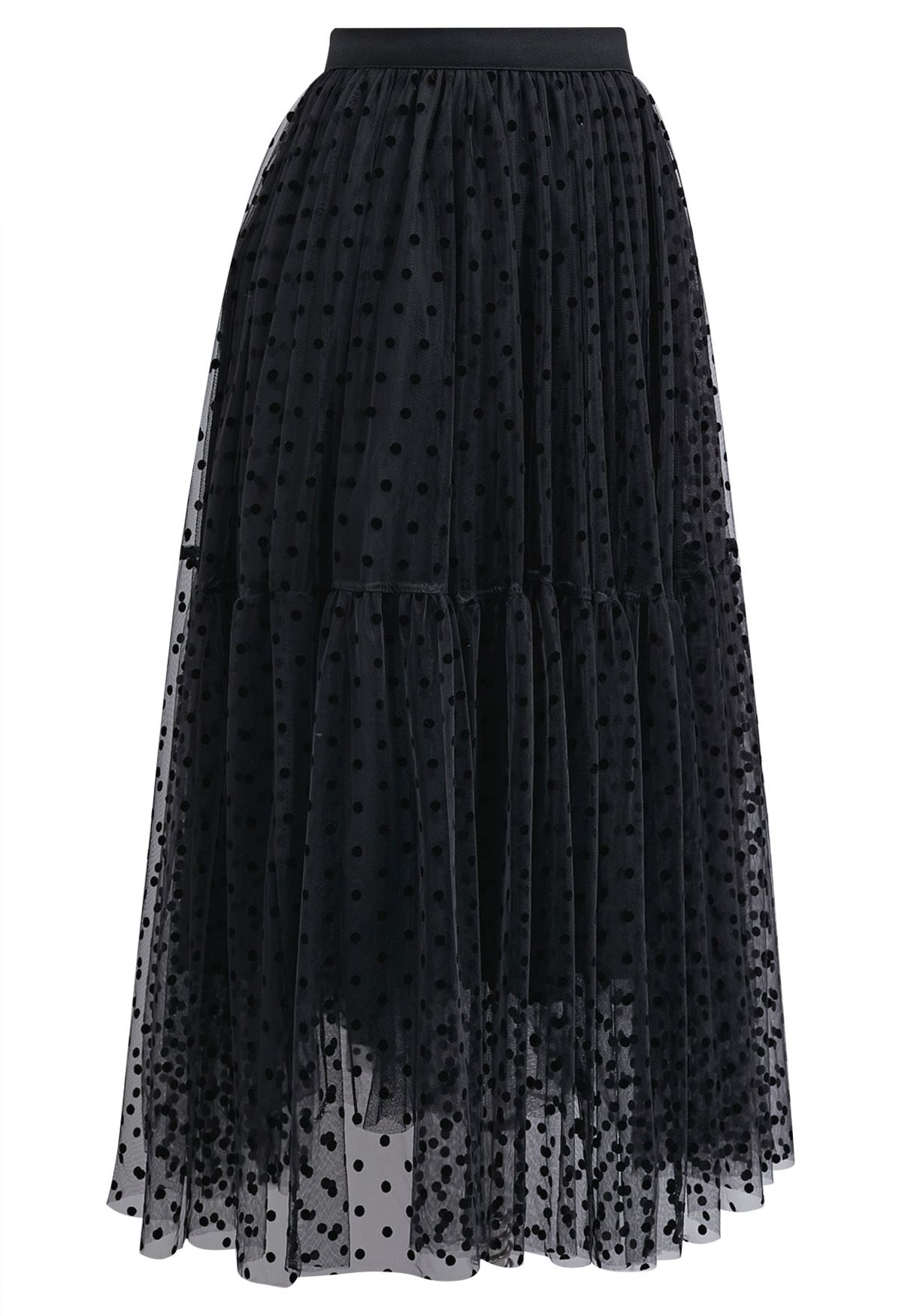 Can't Let Go Dots Mesh Tulle Skirt in Black