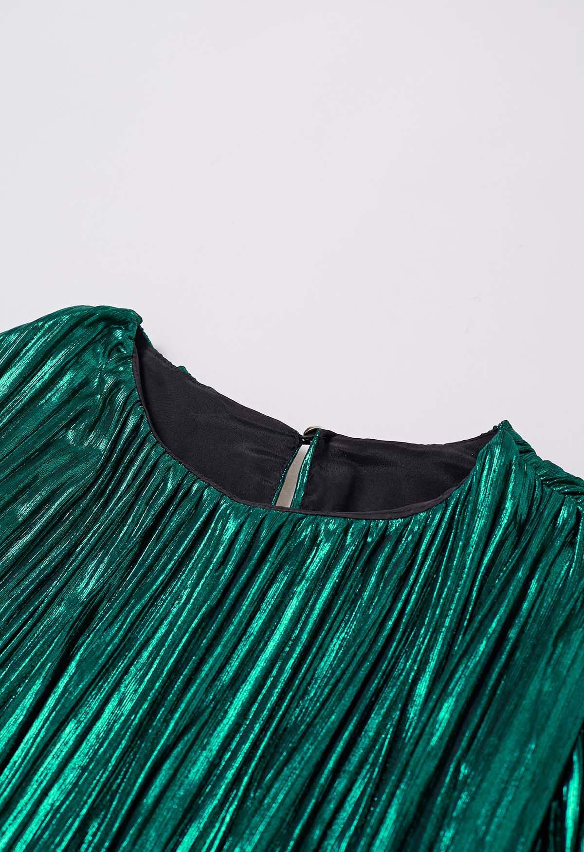 Minivestido verde plisado con cinturón de Glamorous