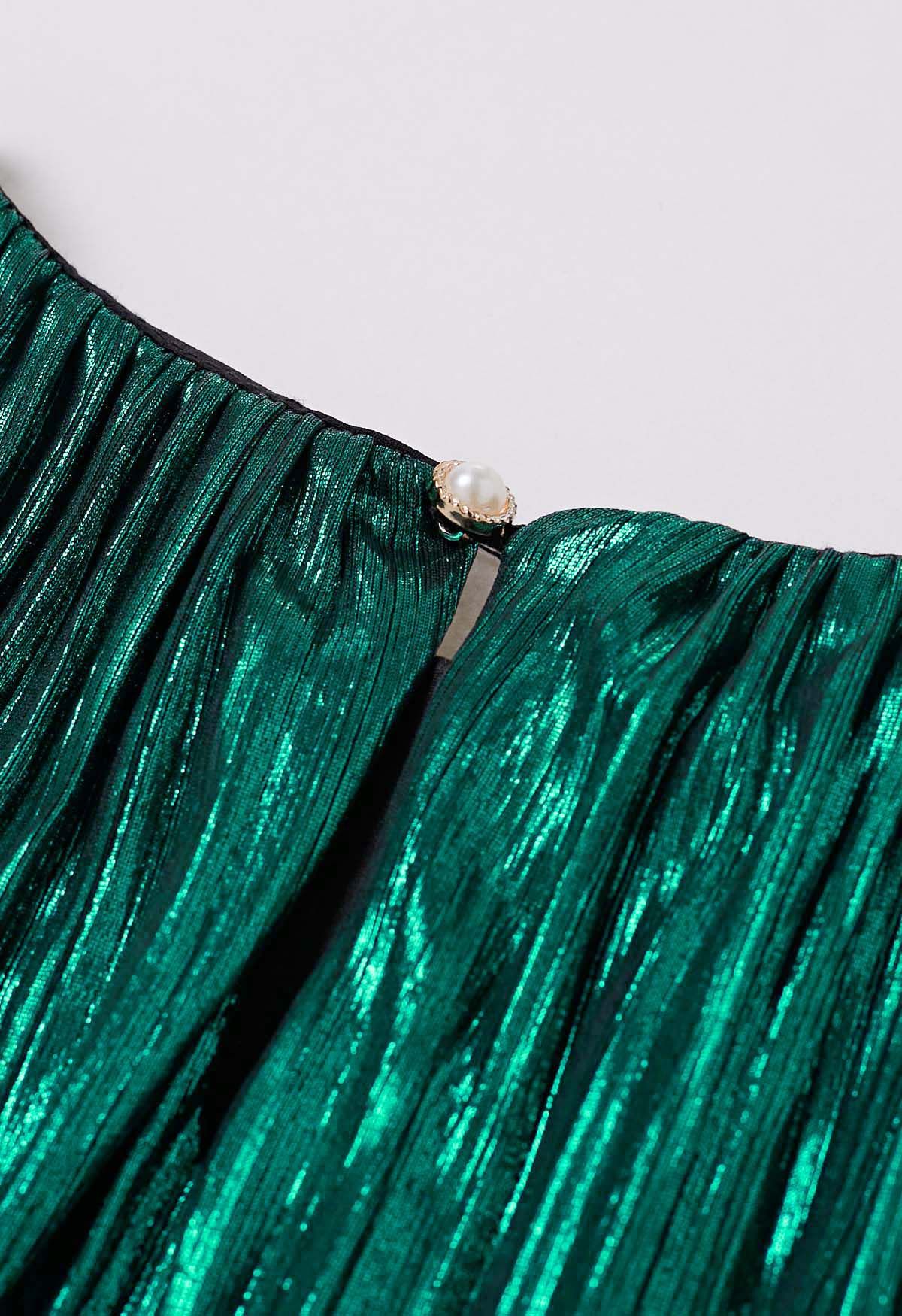 Minivestido verde plisado con cinturón de Glamorous