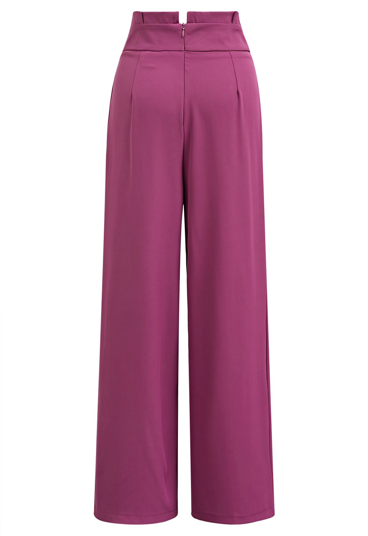 Pantalones rectos con cintura plisada en color baya