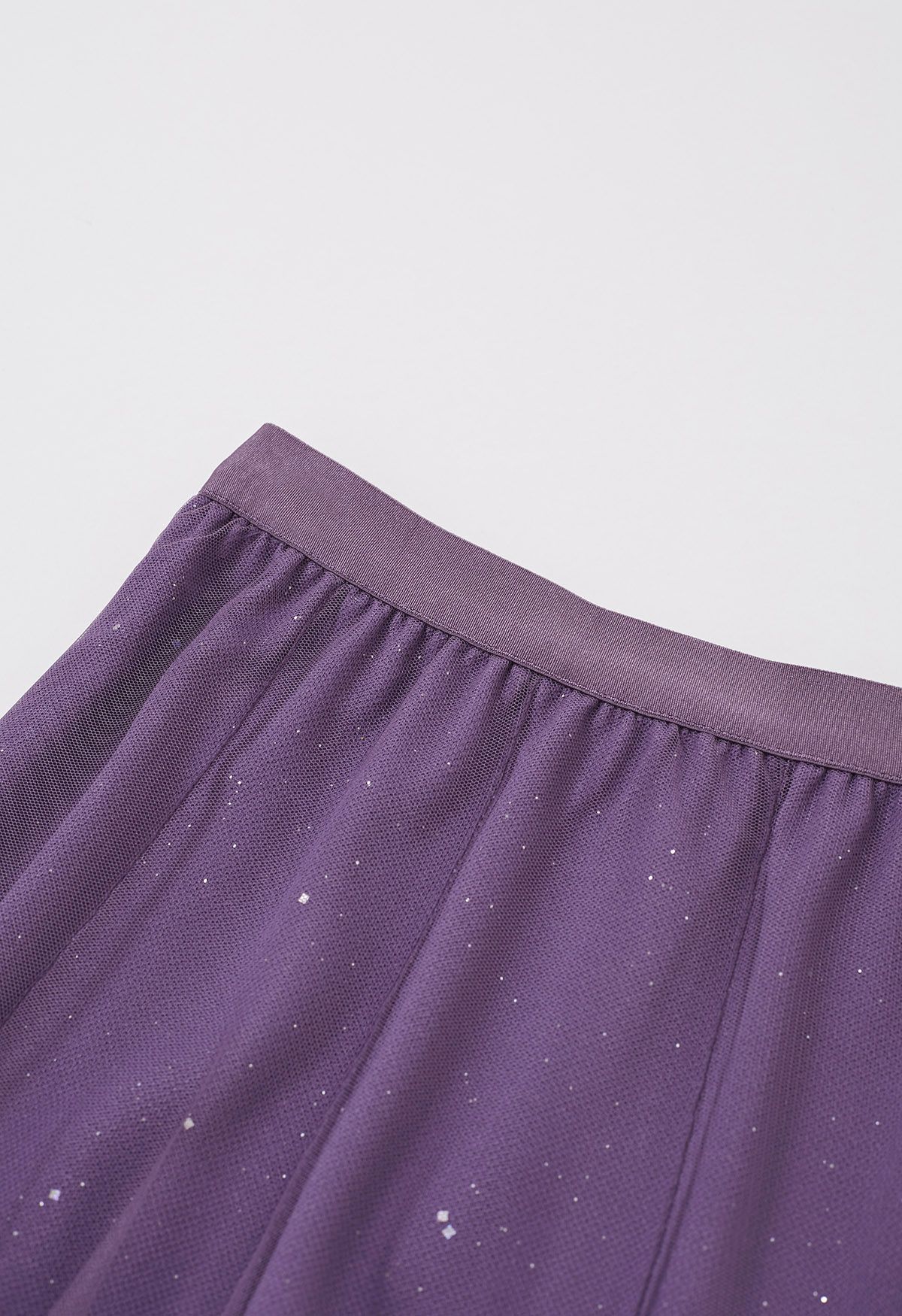 Falda midi de tul de malla con purpurina Venus en lavanda