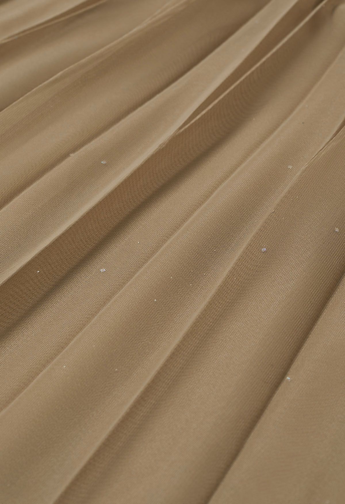 Falda de tul de malla plisada con ribete de purpurina en marrón
