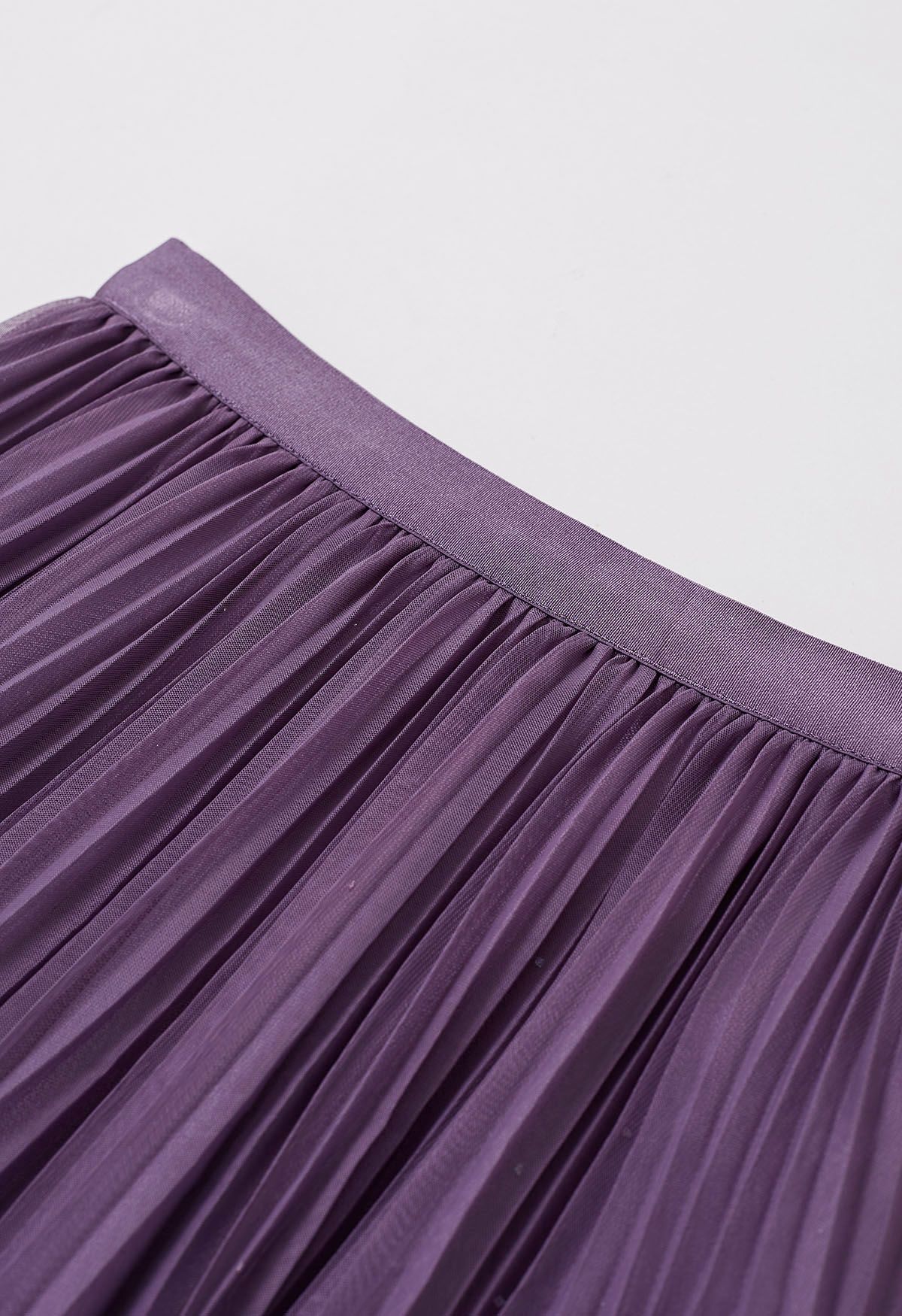 Falda de tul de malla plisada con ribete de purpurina en color morado