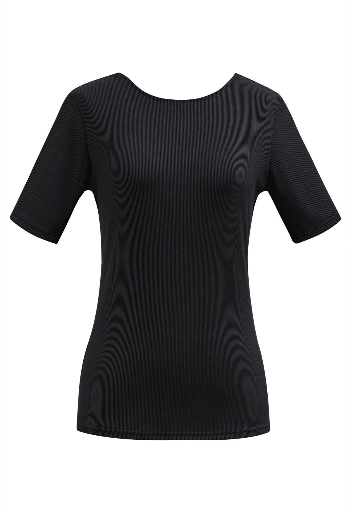 Solo para Bowknot Cutout Knit Top en negro