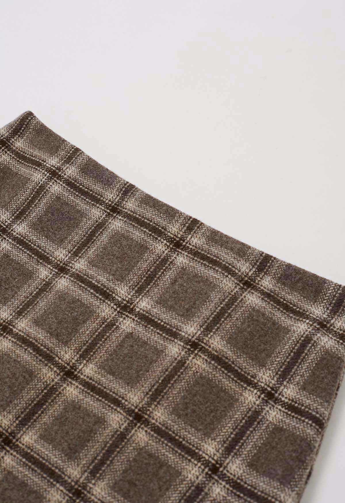 Minifalda Bud con estampado de cuadros en marrón