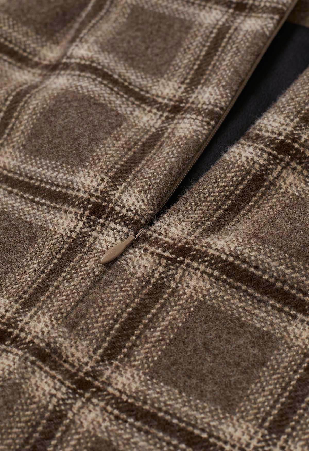 Minifalda Bud con estampado de cuadros en marrón