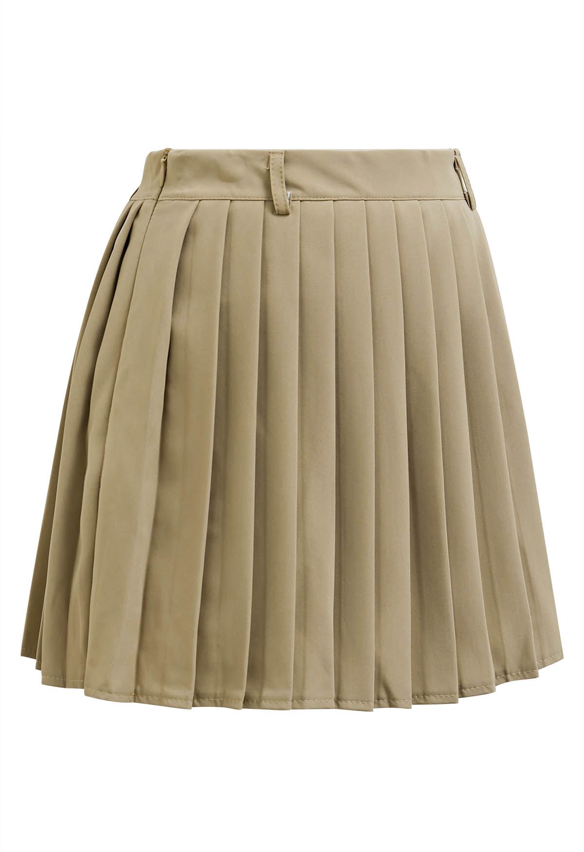 Minifalda plisada clásica en color canela claro