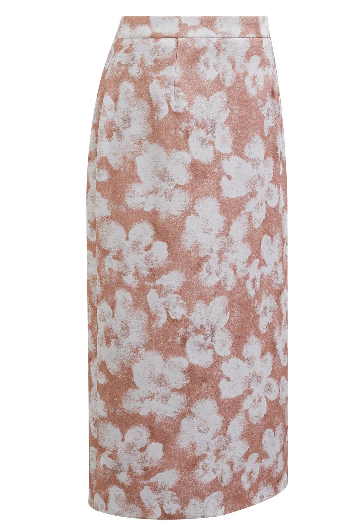 Falda midi de tubo floral elegante en coral