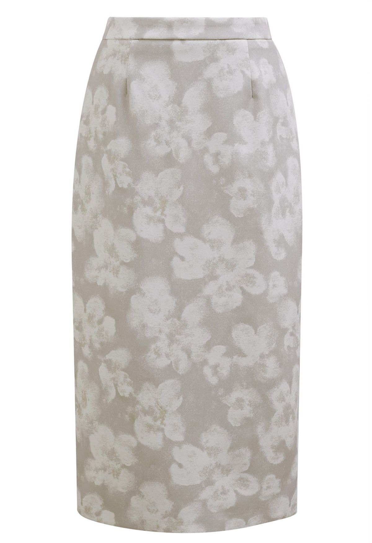 Falda midi de tubo floral elegante en gris