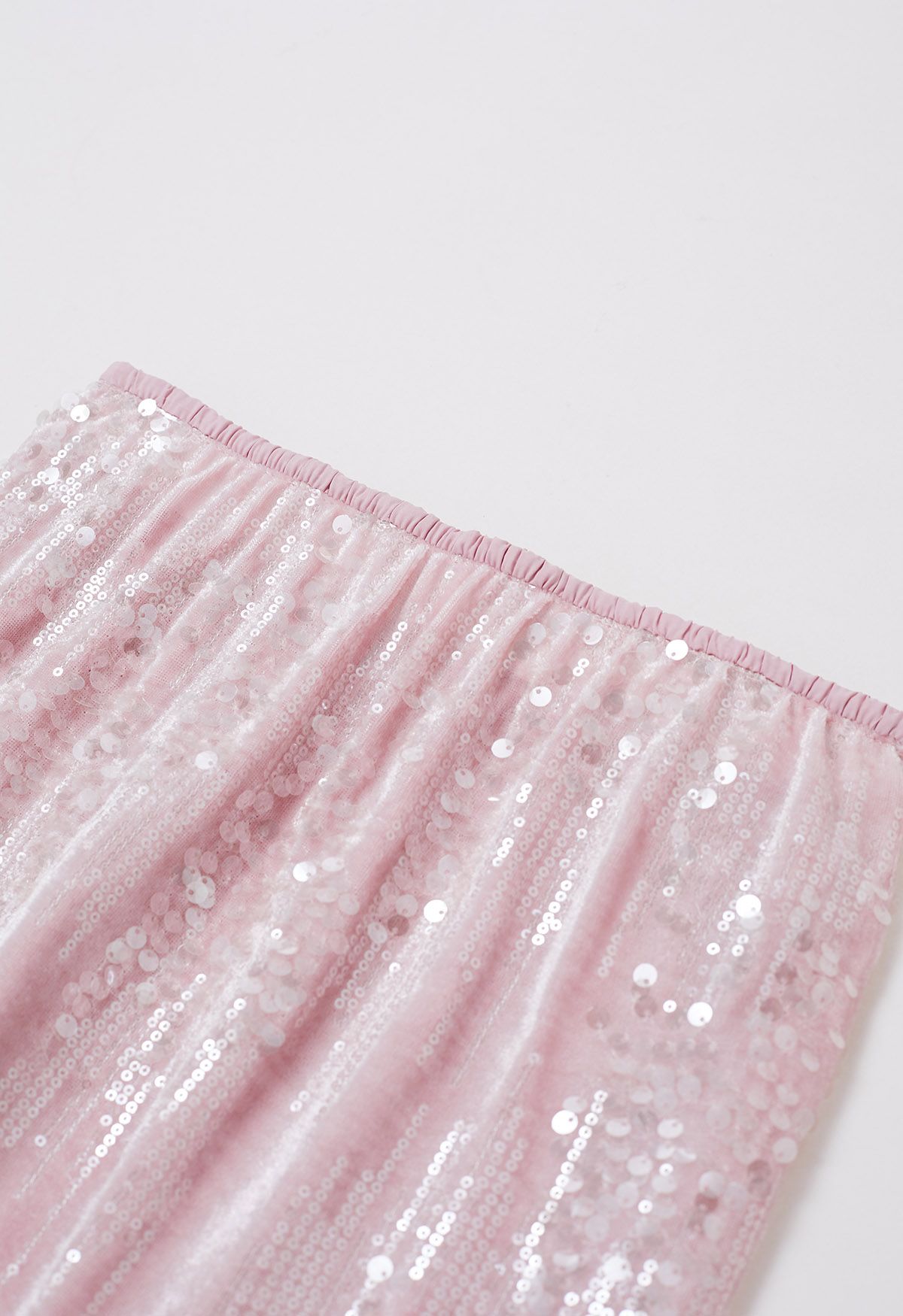 Falda de sirena de terciopelo con lentejuelas rosa dulce