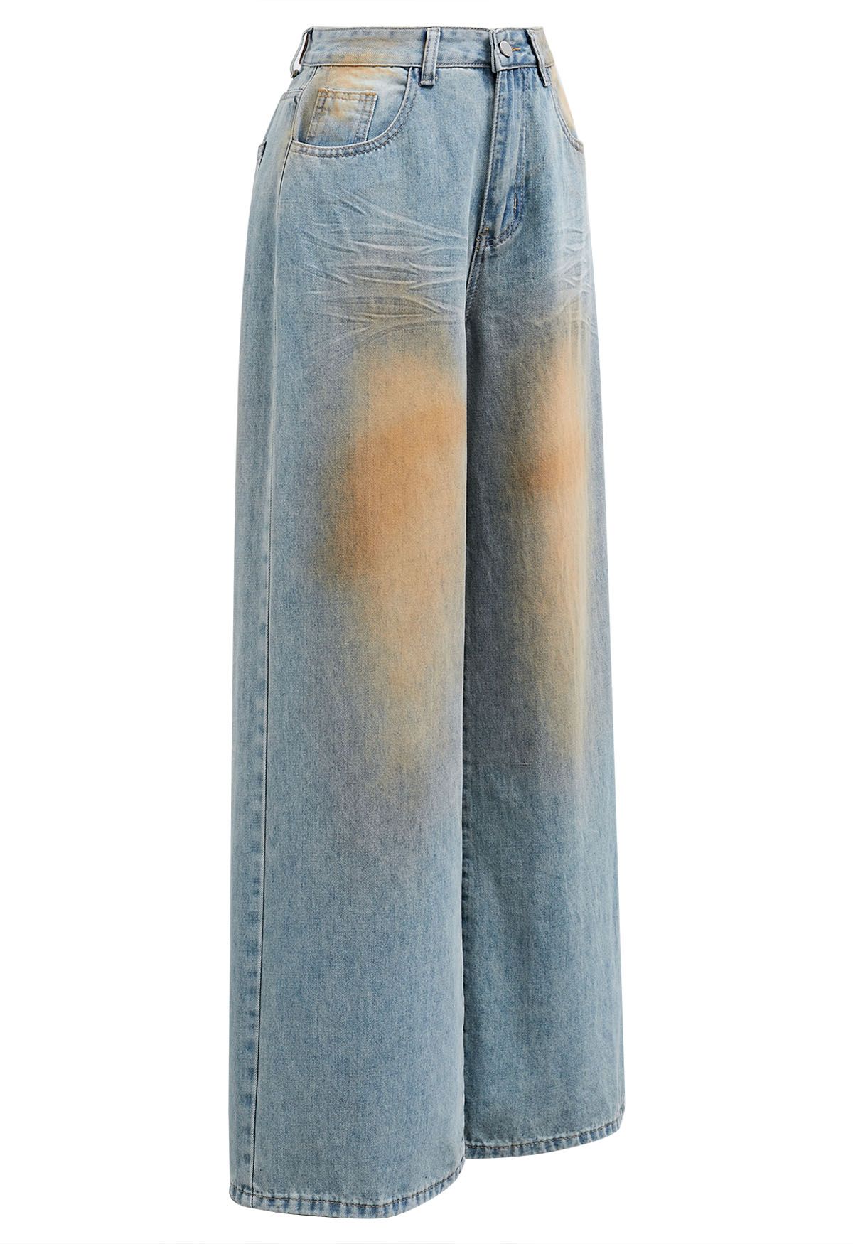 Jeans rectos con diseño Dirty-Dye