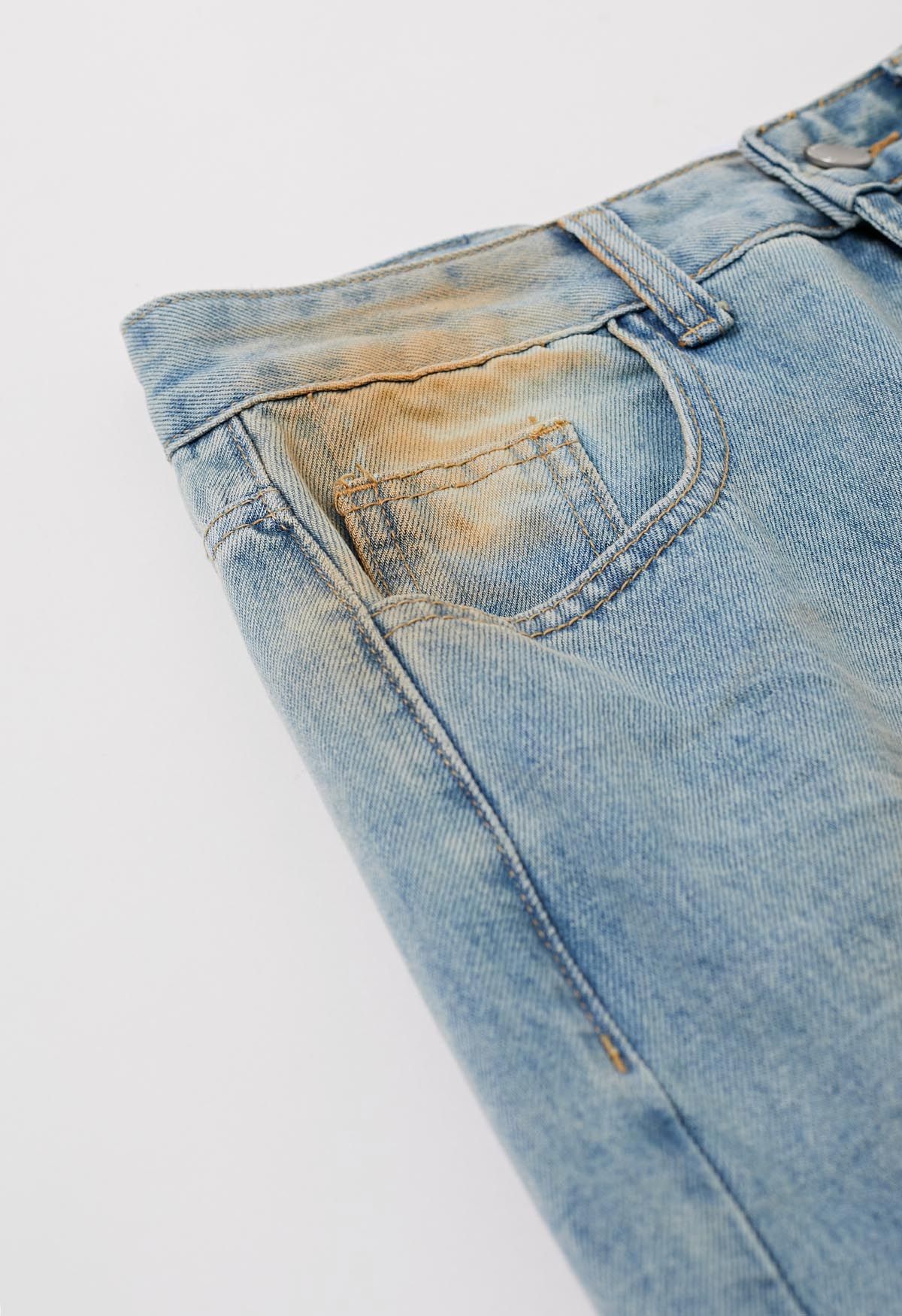 Jeans rectos con diseño Dirty-Dye