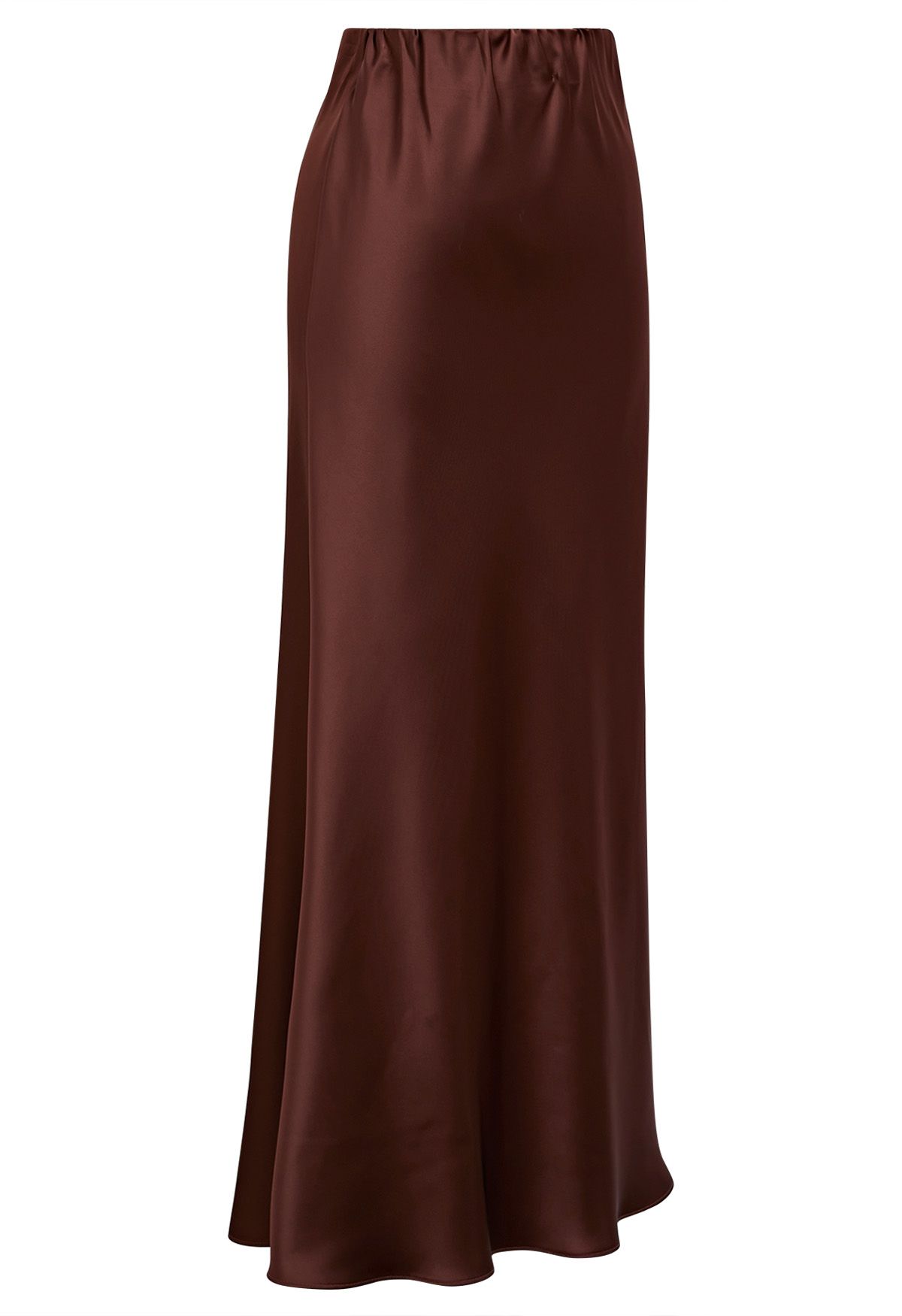 Falda larga de sirena con acabado satinado en color burdeos