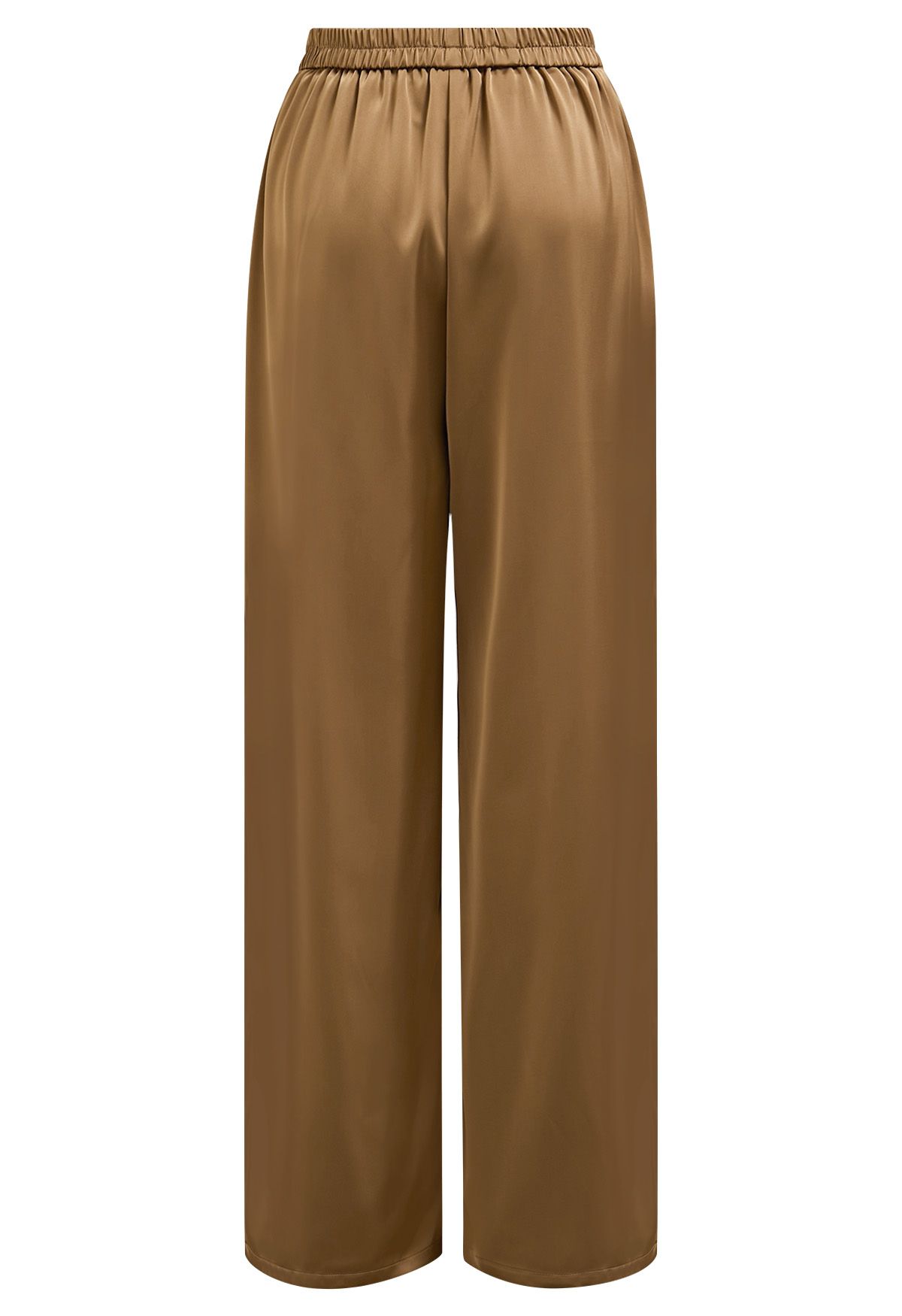 Pantalones sin cordones con acabado satinado en color canela