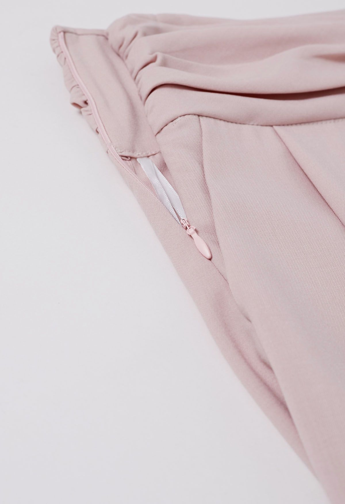 Pantalones anchos plisados de cintura alta fruncidos en rosa
