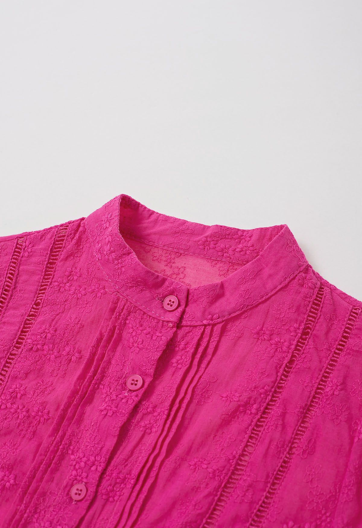 Camisa con botones y pinzas bordadas Floret en rosa intenso
