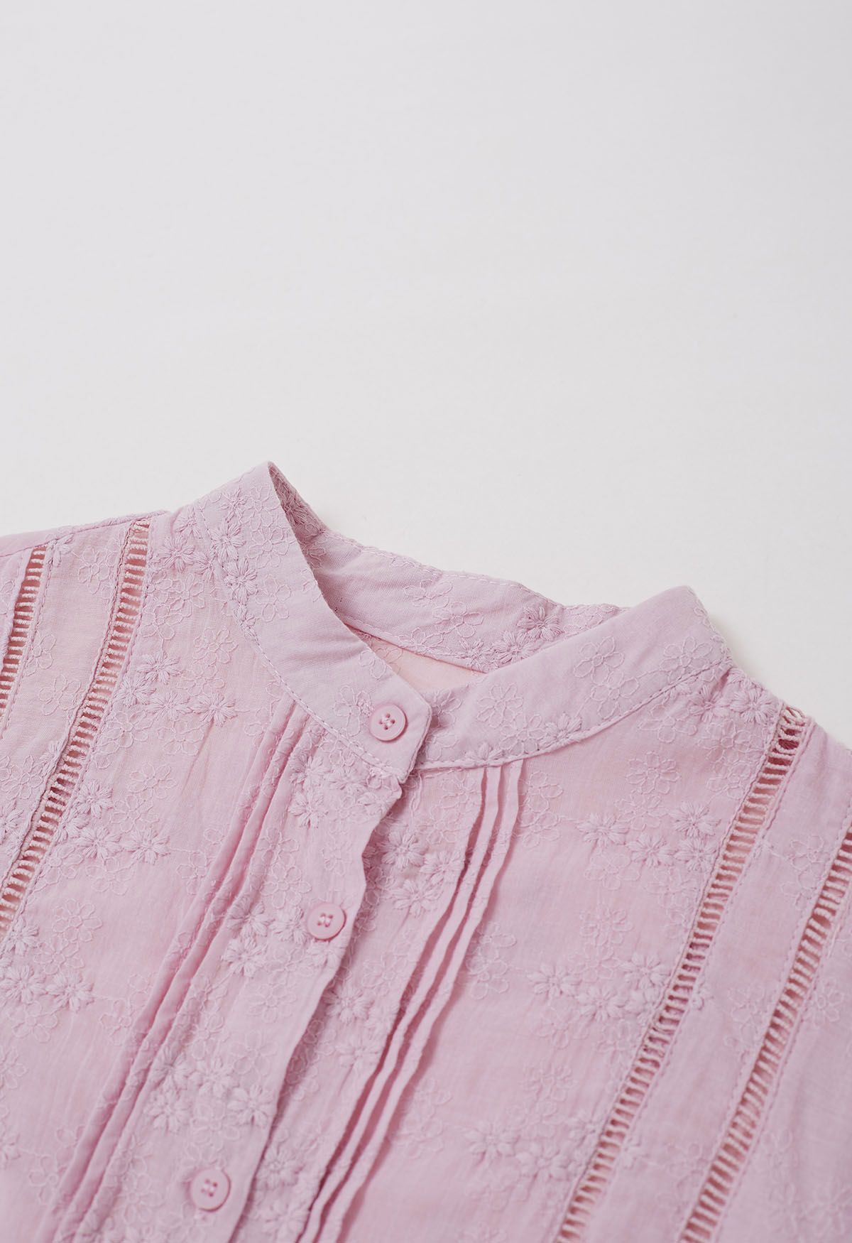 Camisa con botones y cierres bordado Floret en rosa