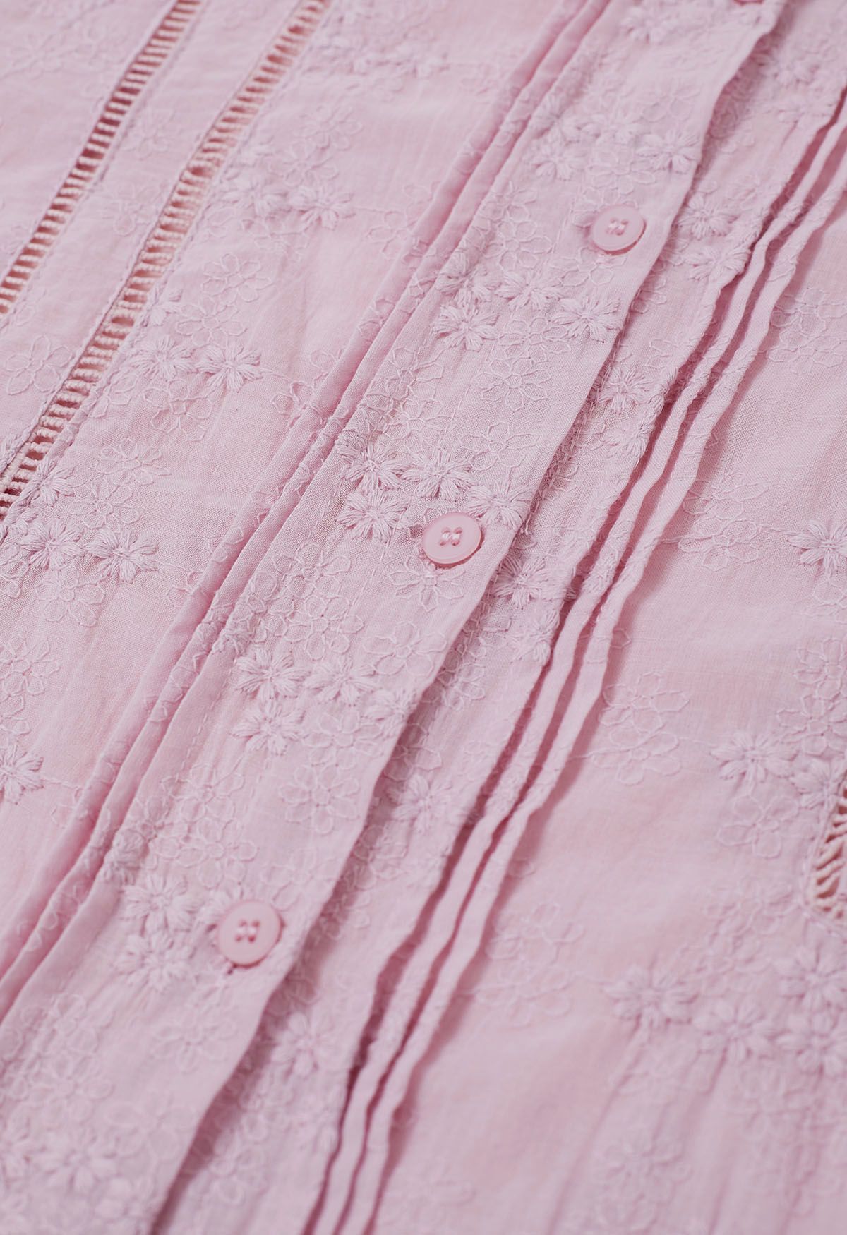 Camisa con botones y cierres bordado Floret en rosa