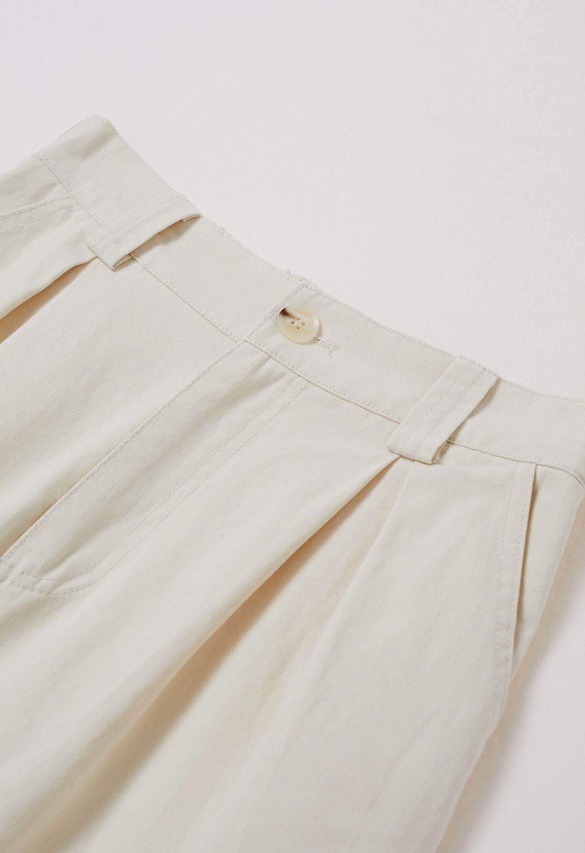 Pantalones anchos de algodón suave en marfil