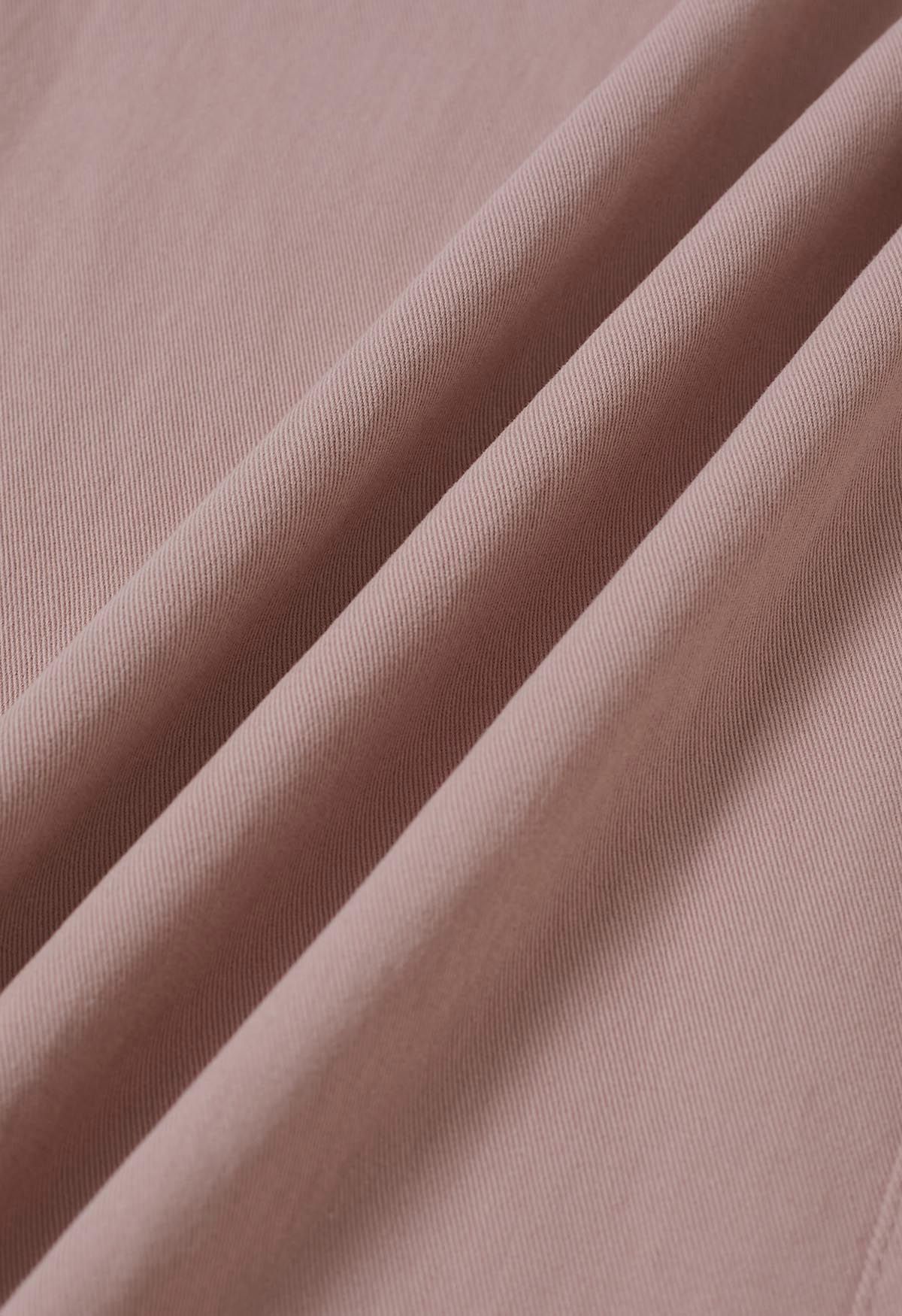 Pantalones anchos de algodón suave en rosa