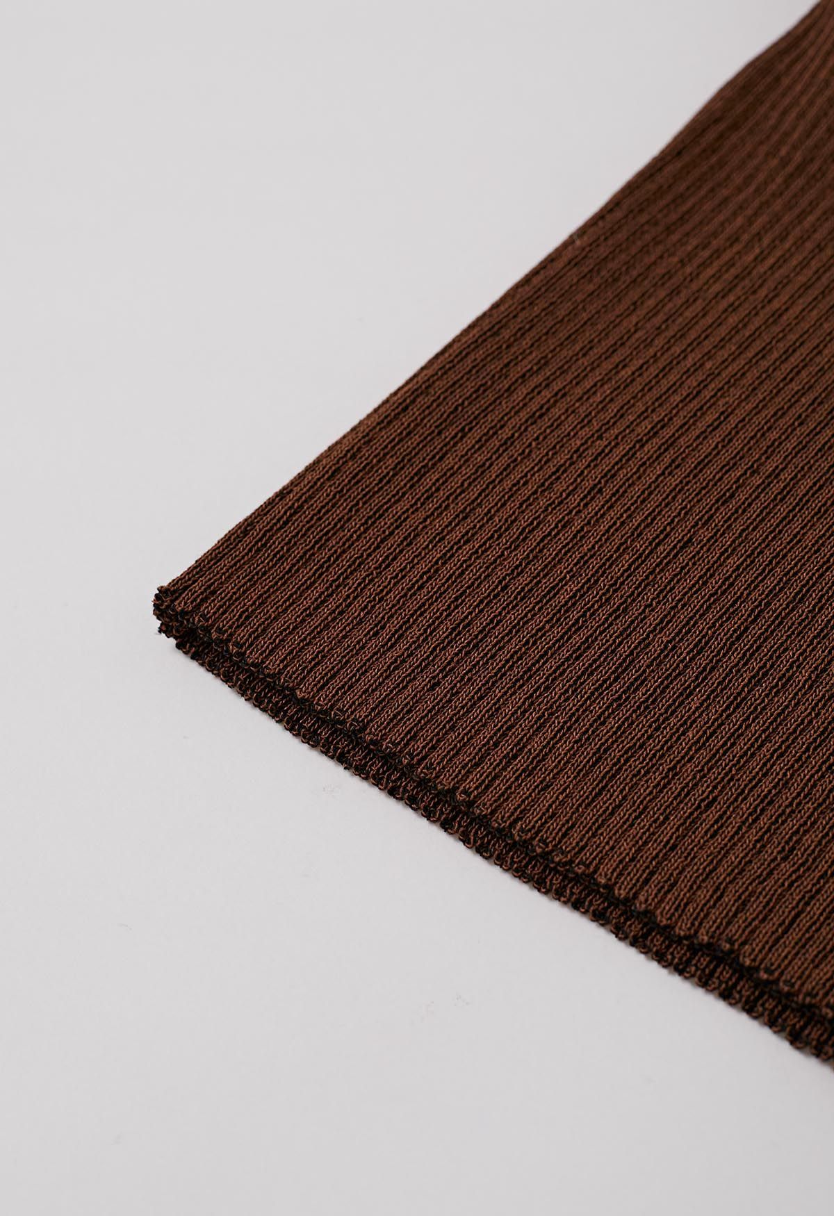 Top sin mangas de punto con textura de rayas en marrón
