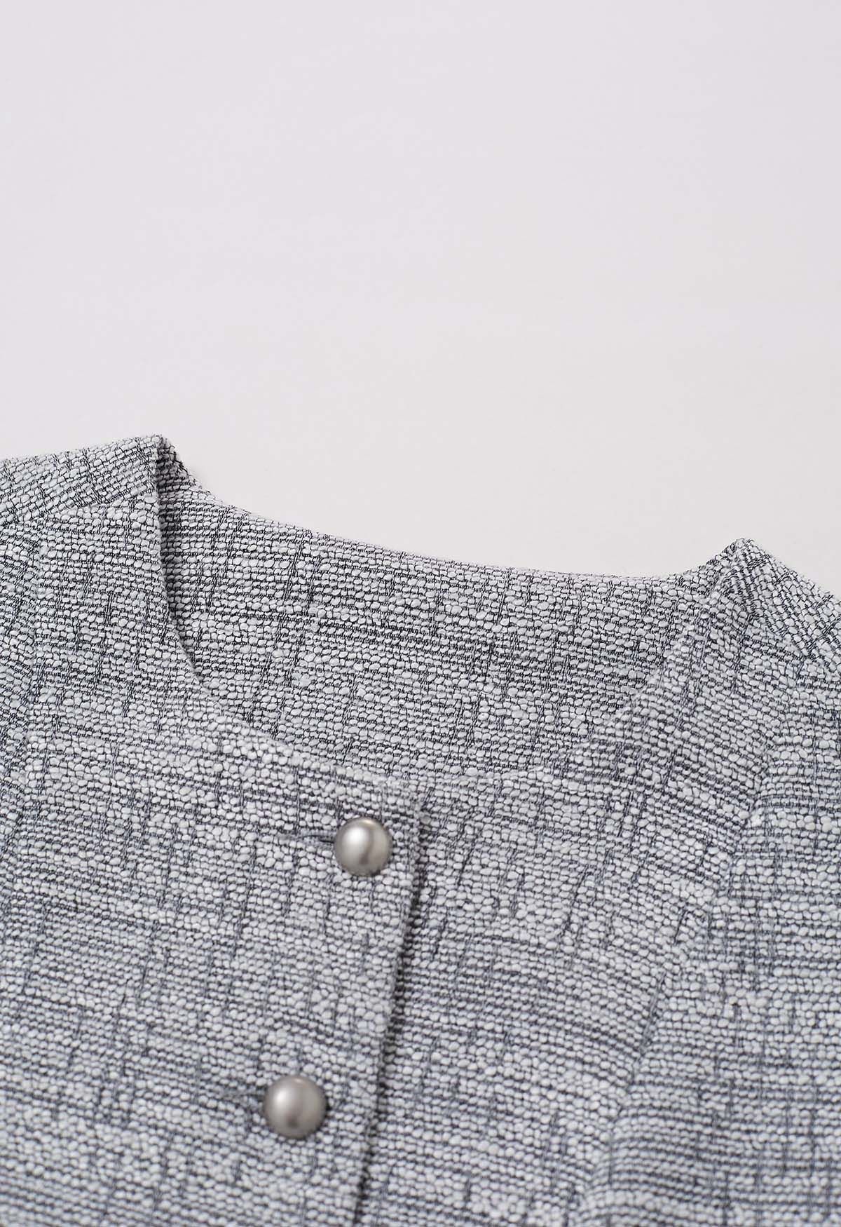 Chaleco de tweed con botones Swanky en gris