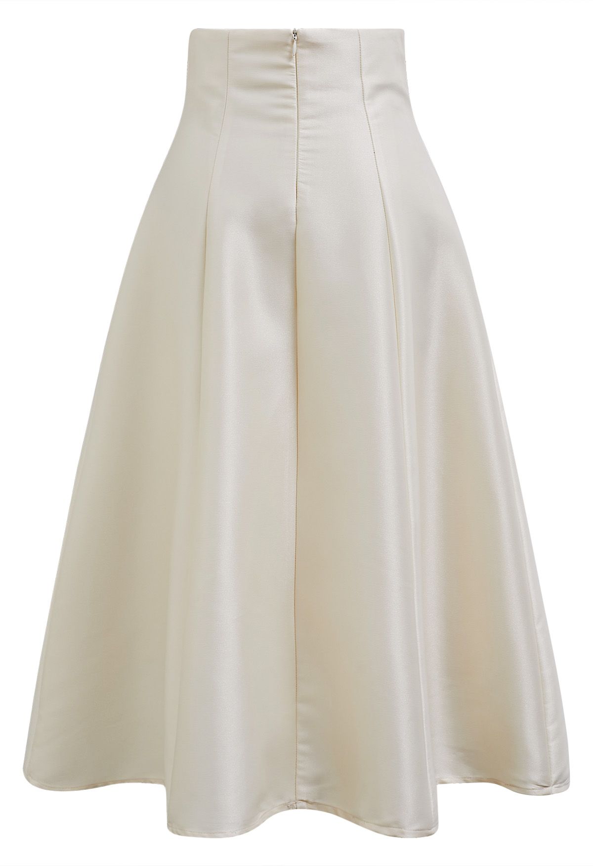 Falda midi brillante de corte A en color crema