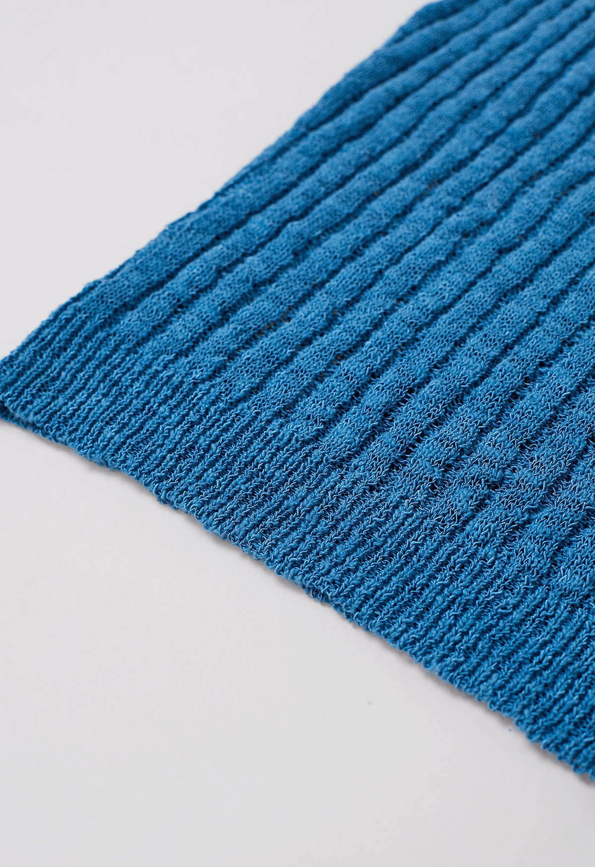 Top básico de algodón con manga japonesa en azul