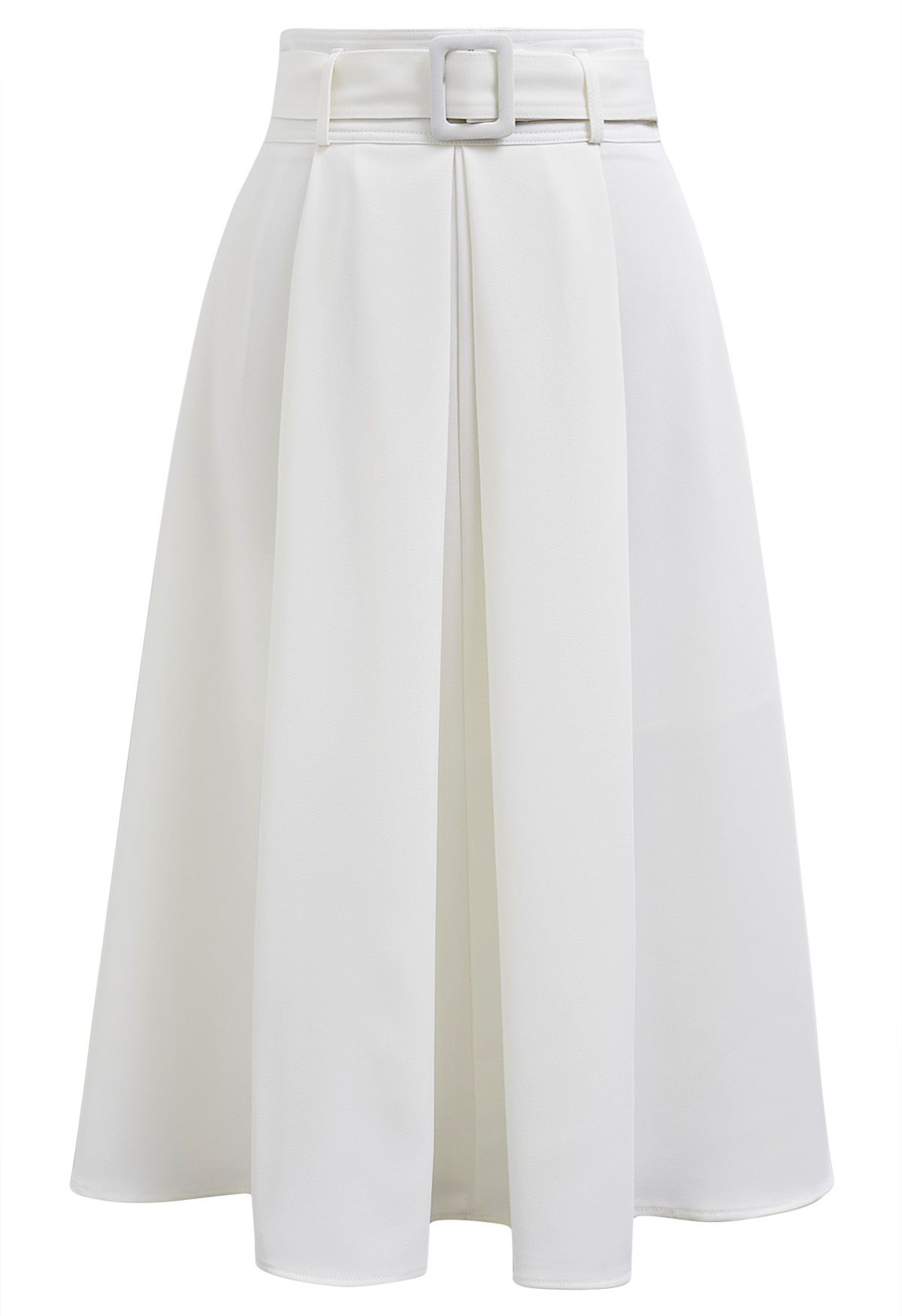 Falda midi con cinturón plisado en blanco Refined