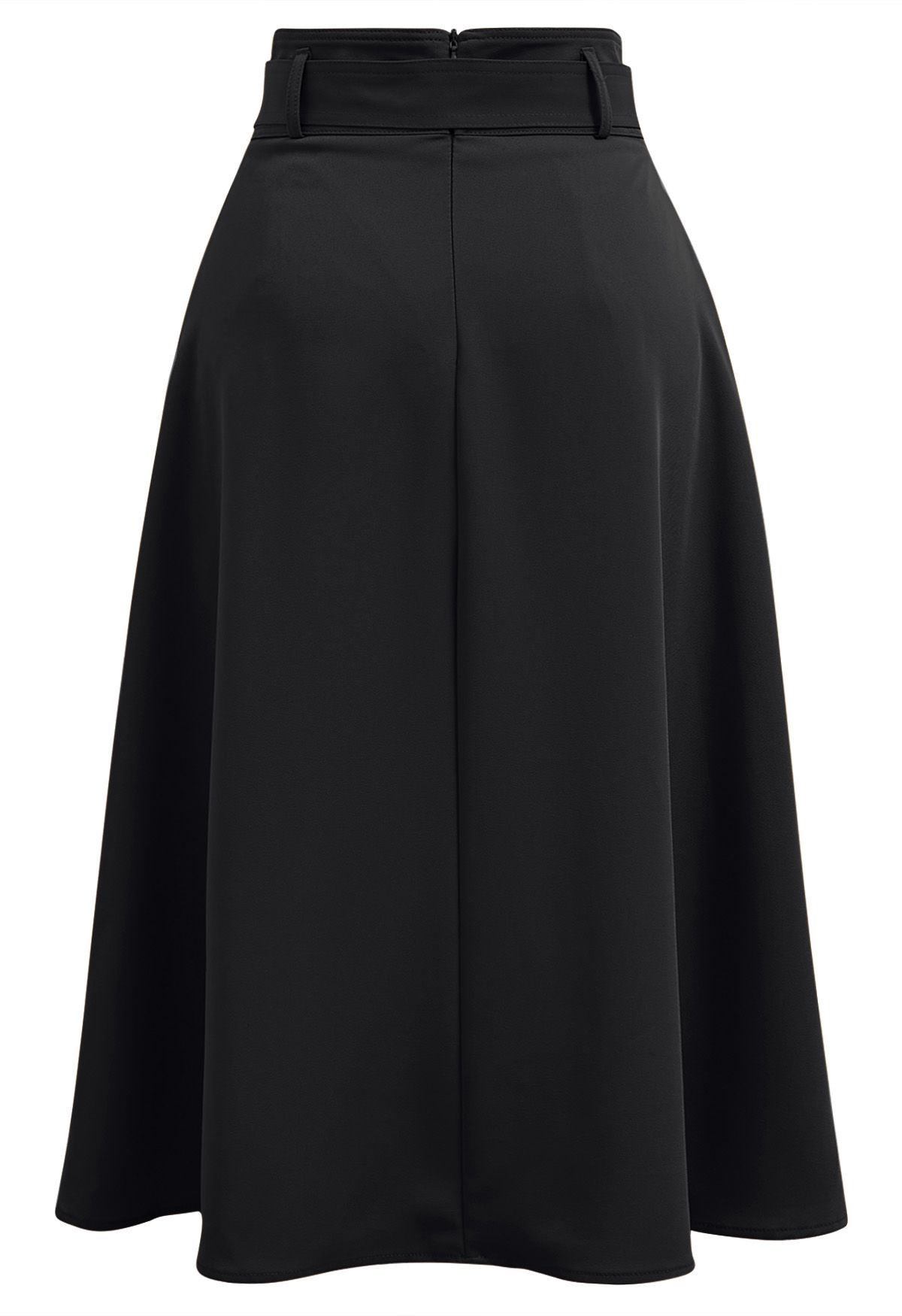Falda midi con cinturón plisado en negro Refined