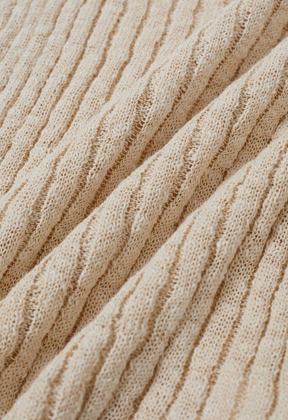 Top básico de algodón con mangas japonesas en color avena