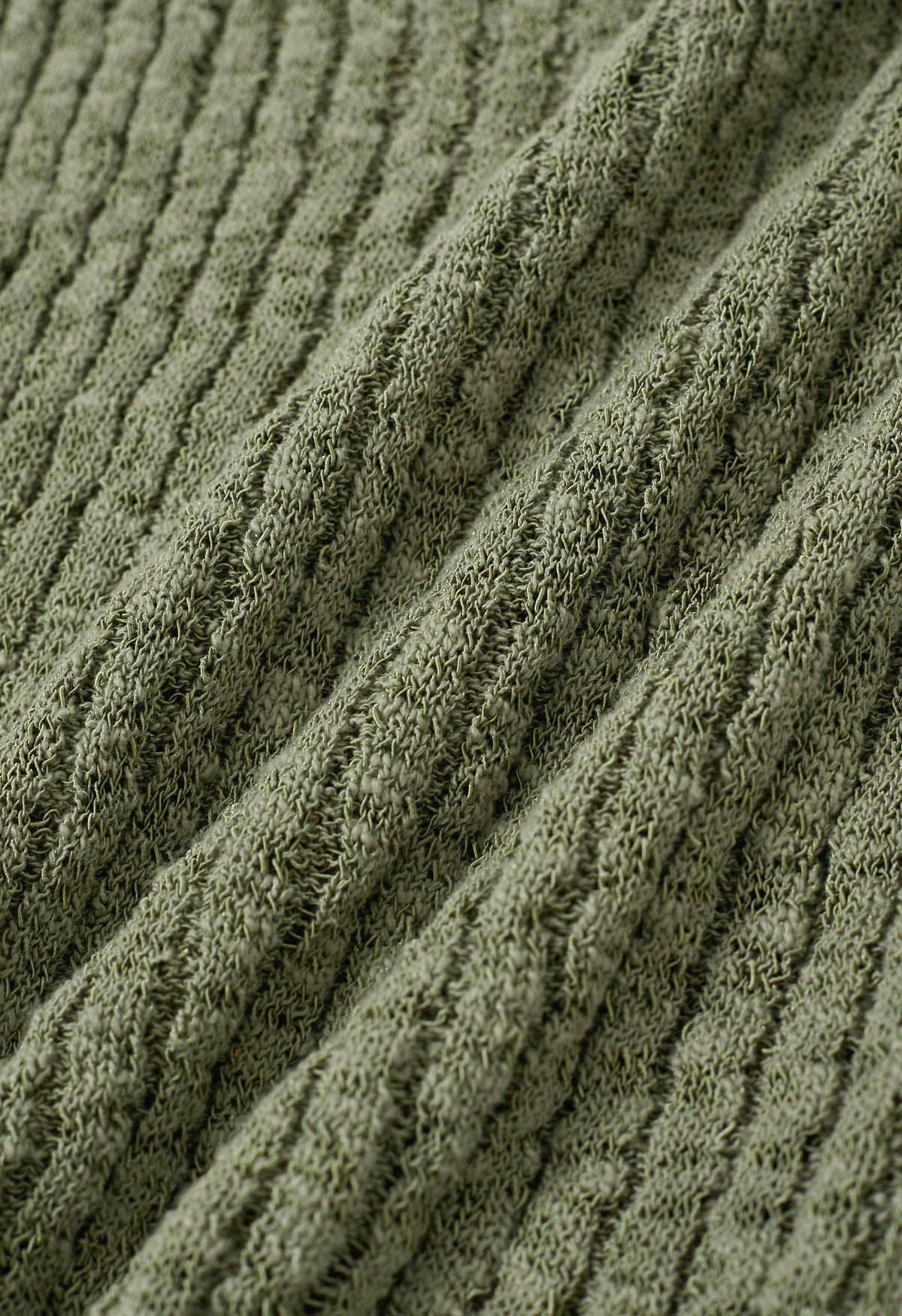 Top básico de algodón con mangas japonesas en color oliva