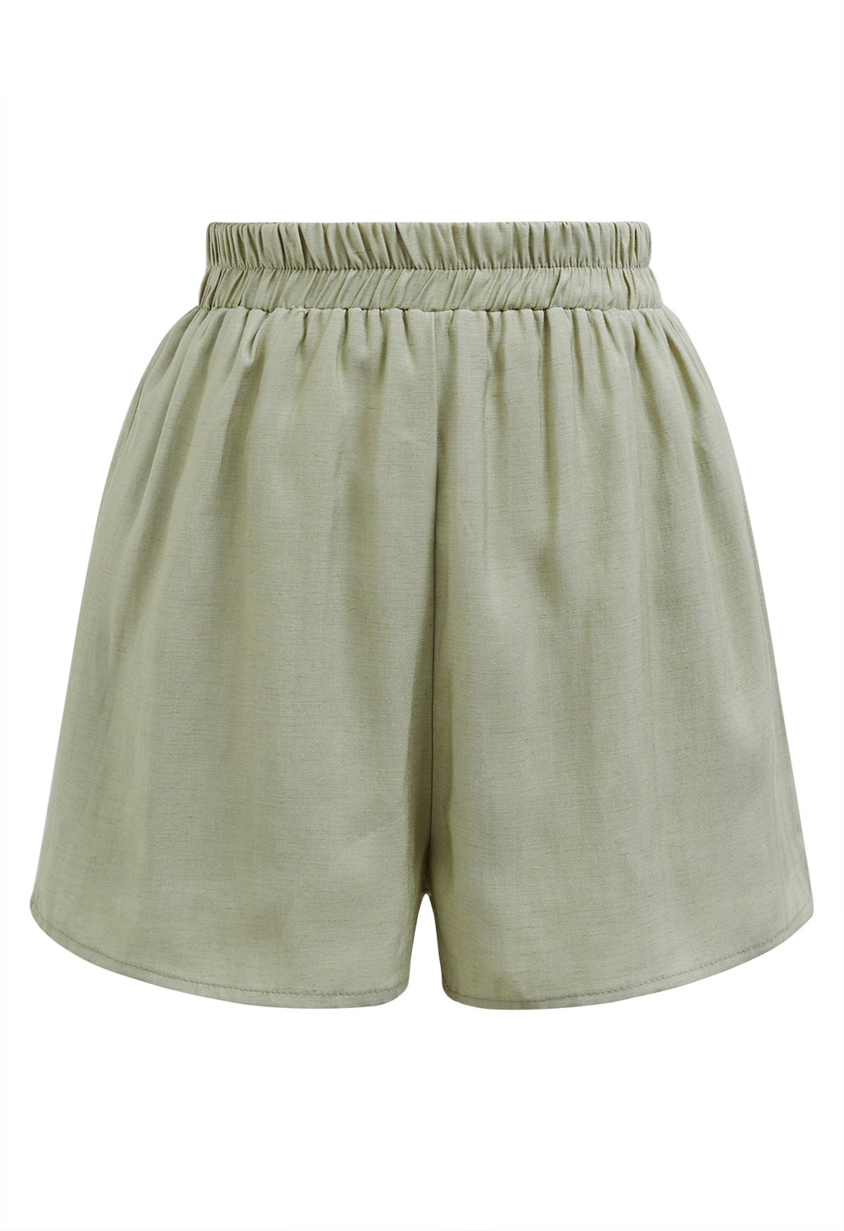 Conjunto de top sin mangas y pantalones cortos con pliegues en verde guisante