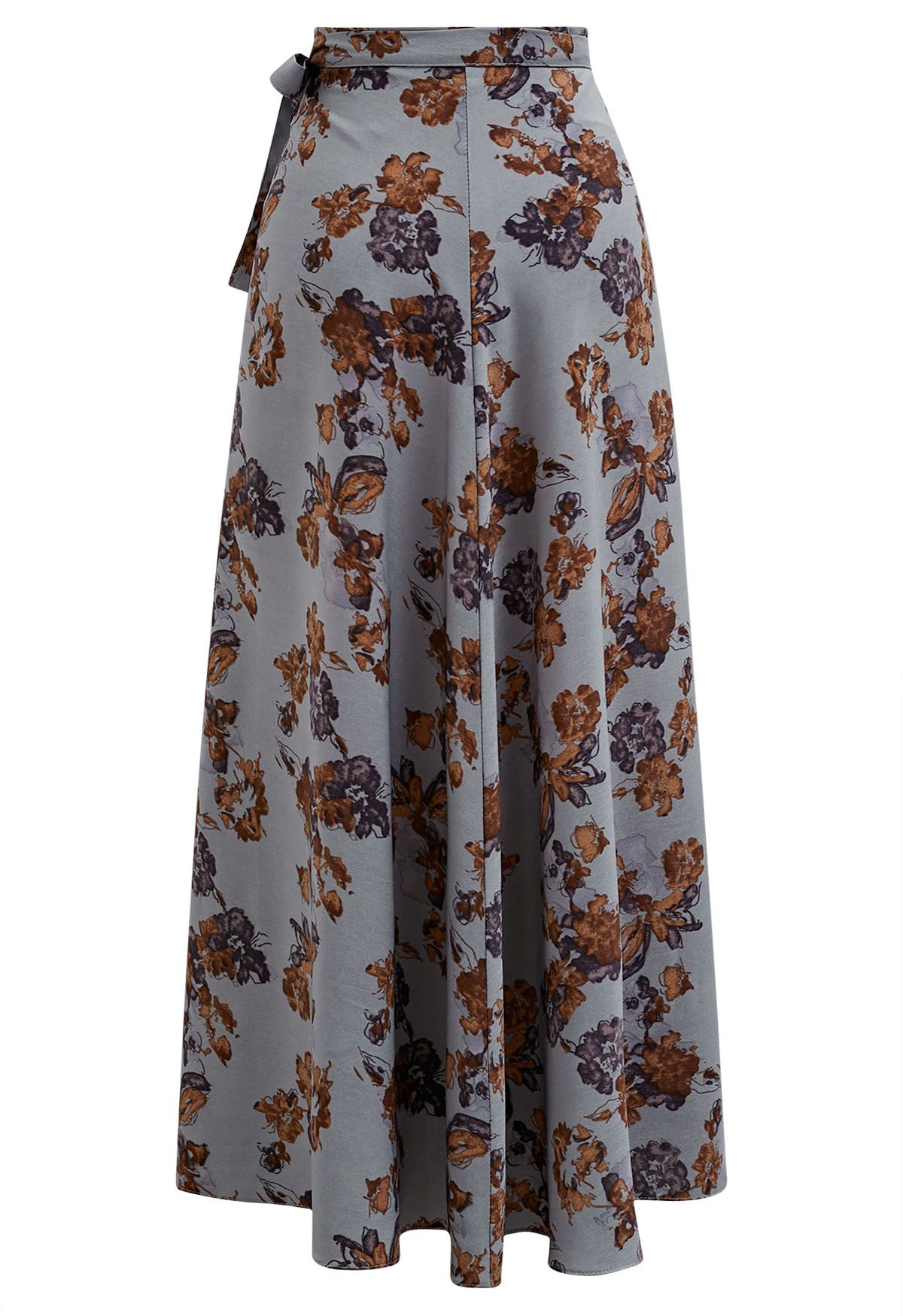 Falda cruzada con cintura anudada y estampado floral vintage