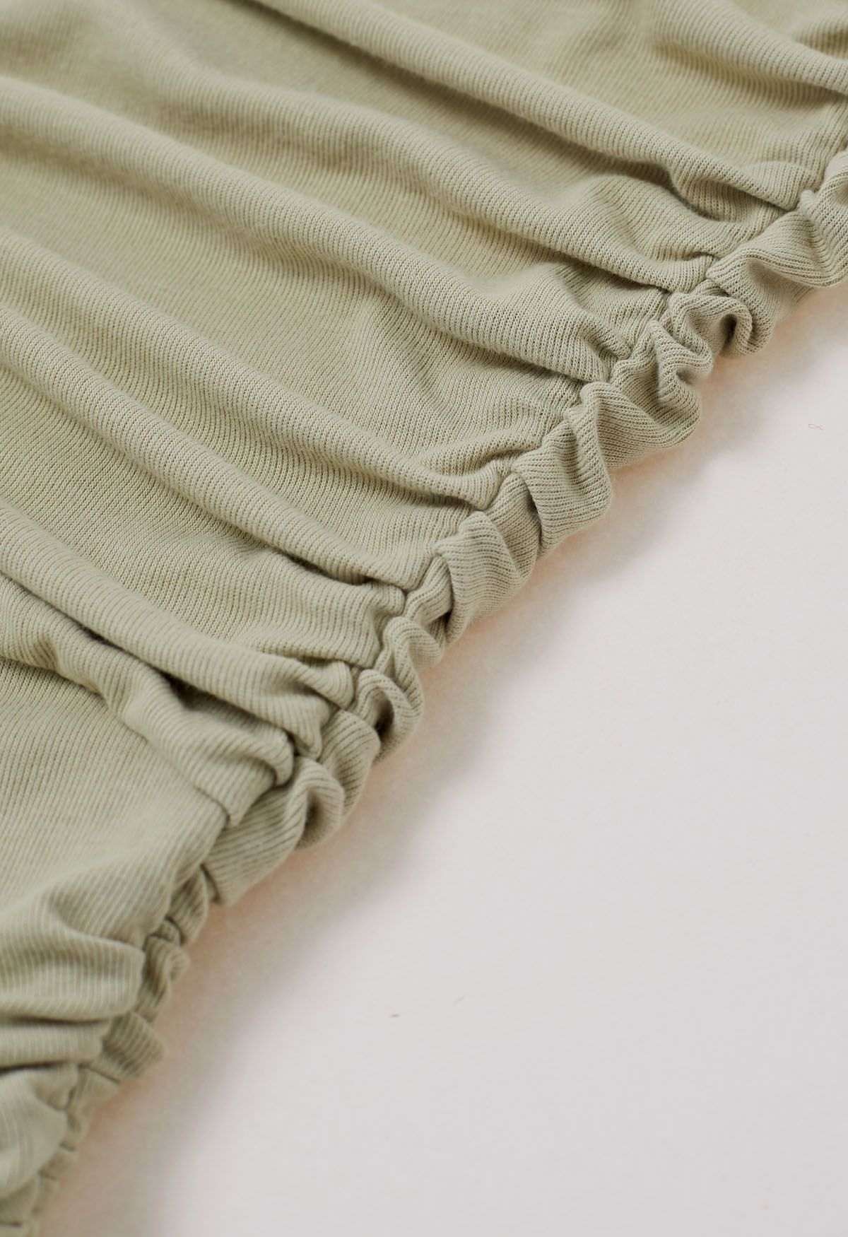 Vestido de algodón sin mangas, fruncido y sin esfuerzo en verde guisante