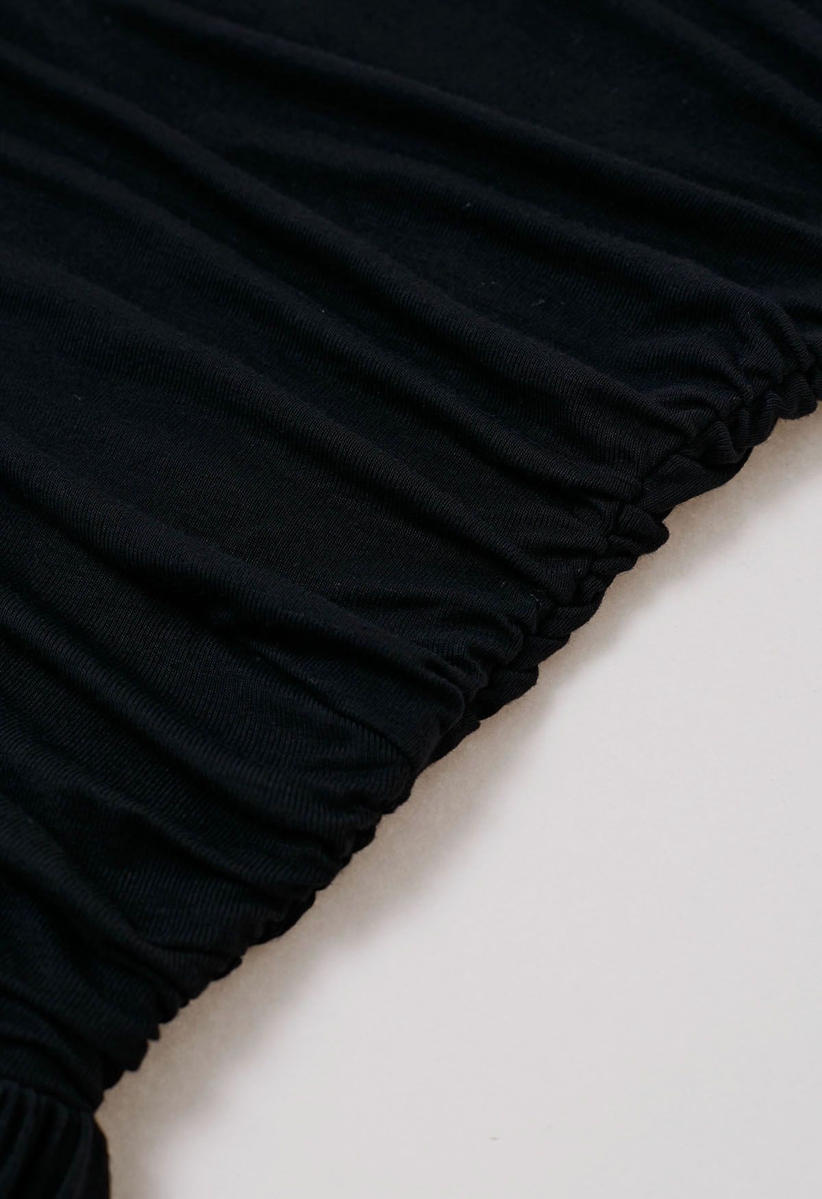 Vestido de algodón sin mangas con pliegues sin esfuerzo en negro